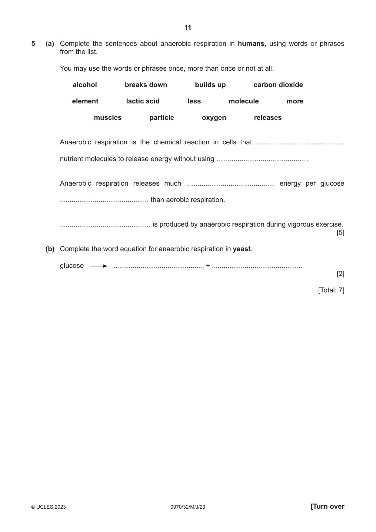 Cambridge IGCSE Biology (9-1) 0970 2023 May/June Paper 3 · Variant 2 question paper, page 11 of 20