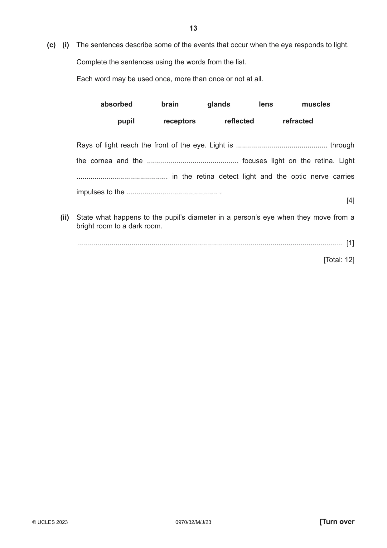 Cambridge IGCSE Biology (9-1) 0970 2023 May/June Paper 3 · Variant 2 question paper, page 13 of 20
