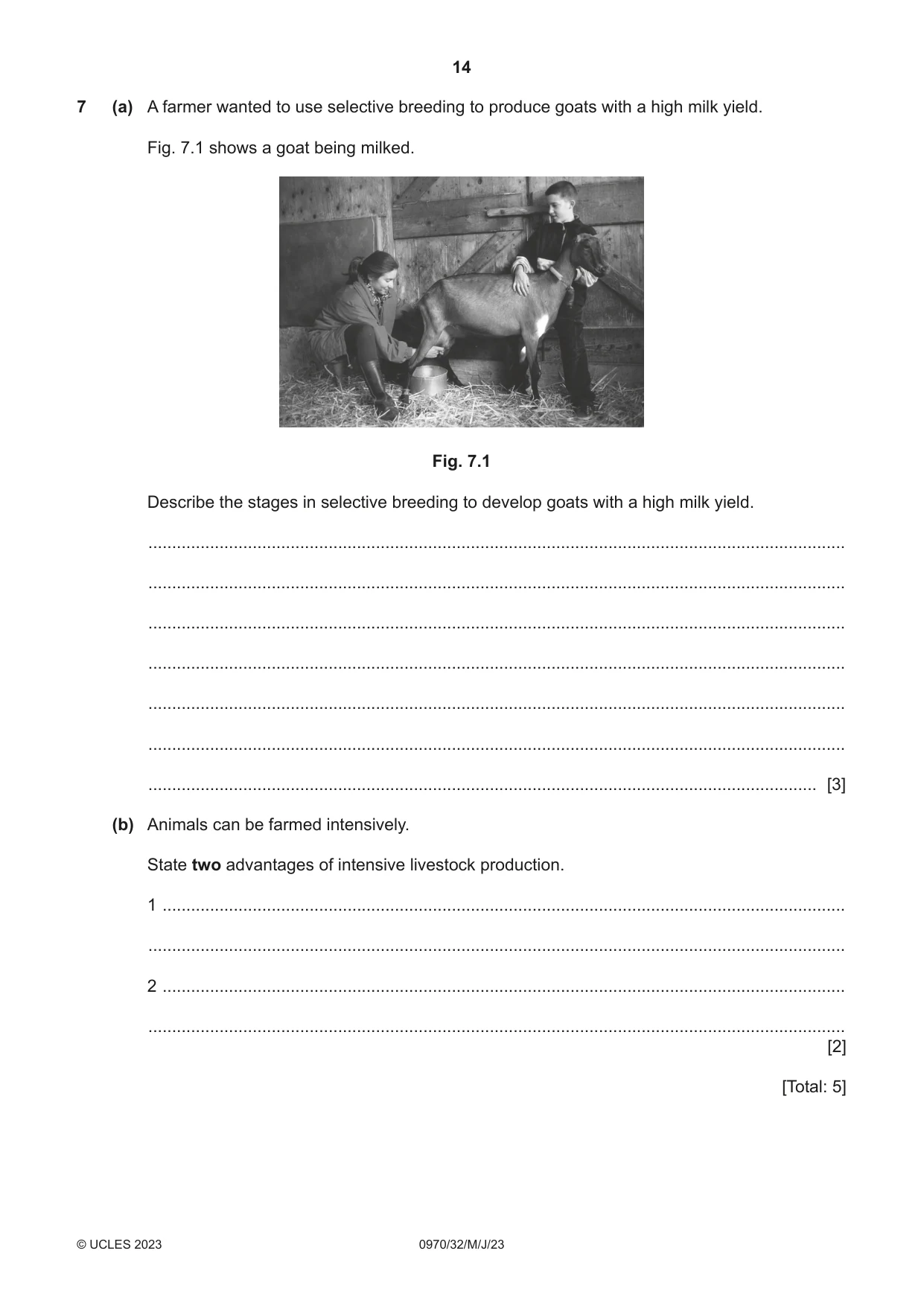 Cambridge IGCSE Biology (9-1) 0970 2023 May/June Paper 3 · Variant 2 question paper, page 14 of 20