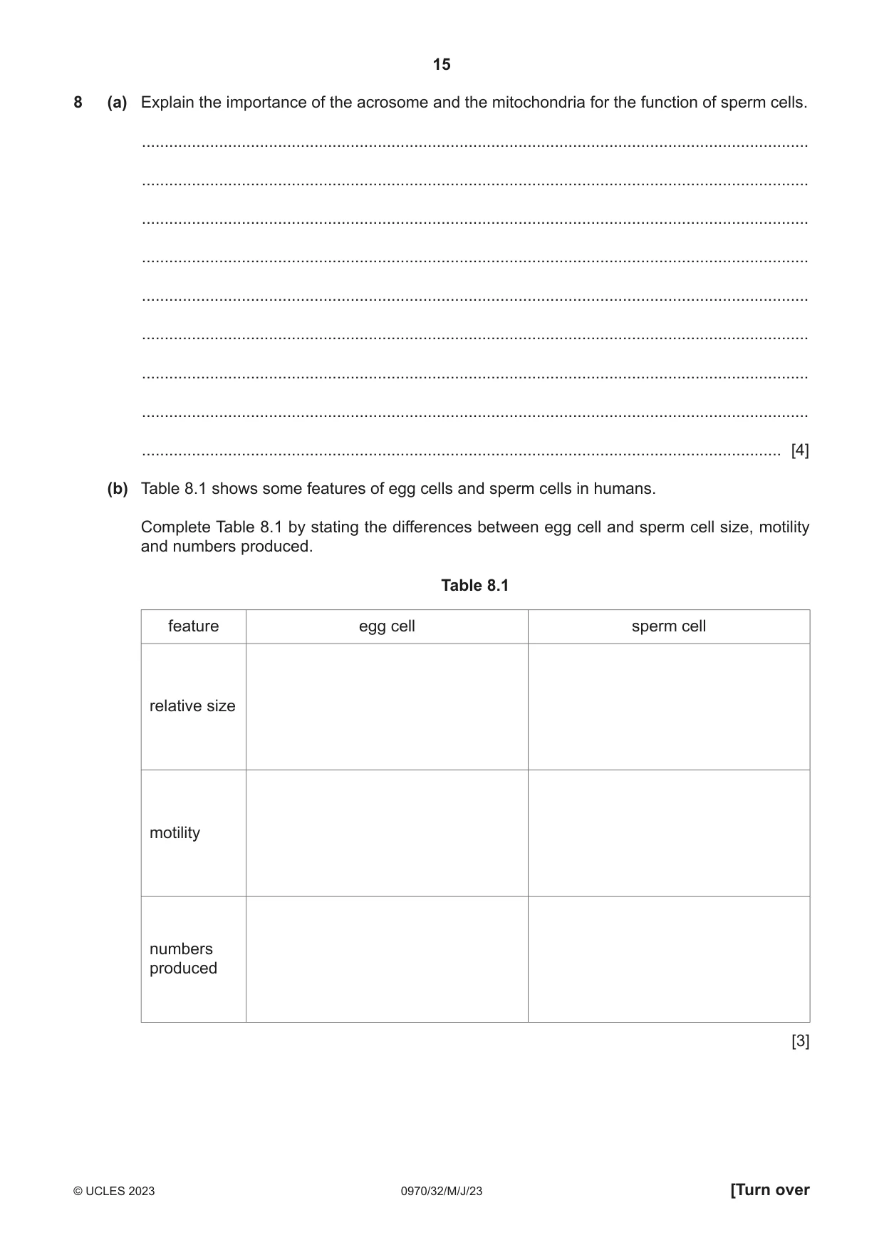 Cambridge IGCSE Biology (9-1) 0970 2023 May/June Paper 3 · Variant 2 question paper, page 15 of 20