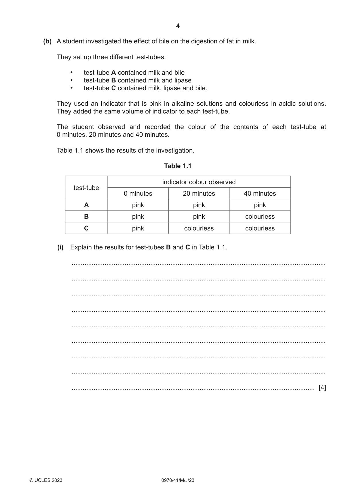 Cambridge IGCSE Biology (9-1) 0970 2023 May/June Paper 4 · Variant 1 question paper, page 4 of 20