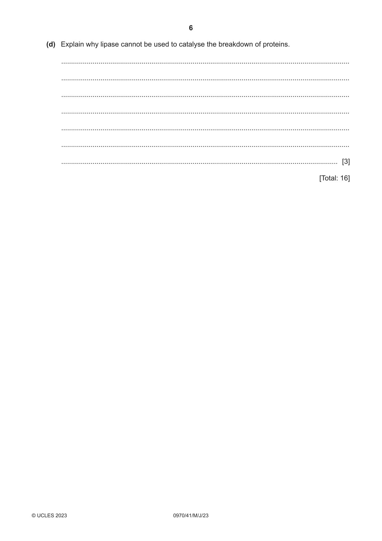 Cambridge IGCSE Biology (9-1) 0970 2023 May/June Paper 4 · Variant 1 question paper, page 6 of 20