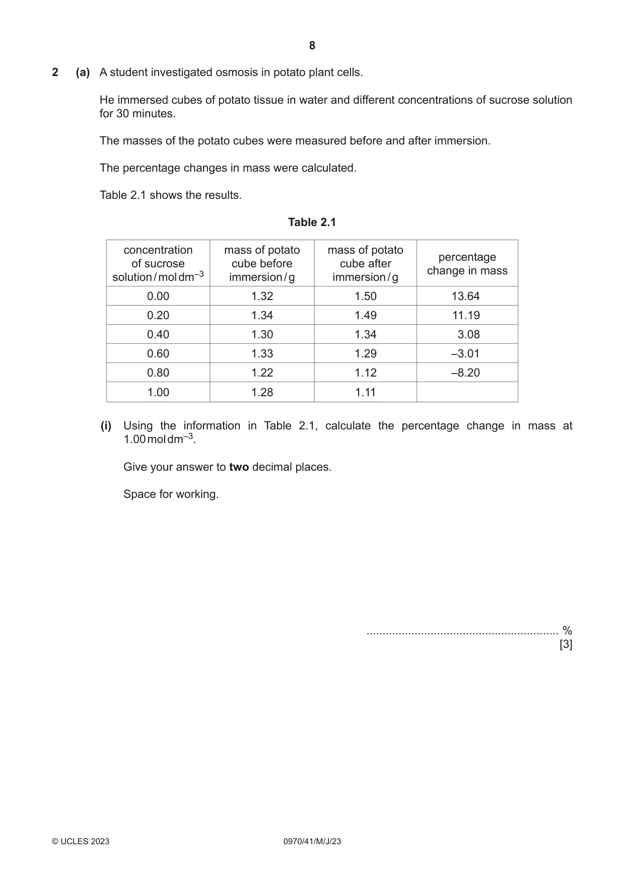 Cambridge IGCSE Biology (9-1) 0970 2023 May/June Paper 4 · Variant 1 question paper, page 8 of 20