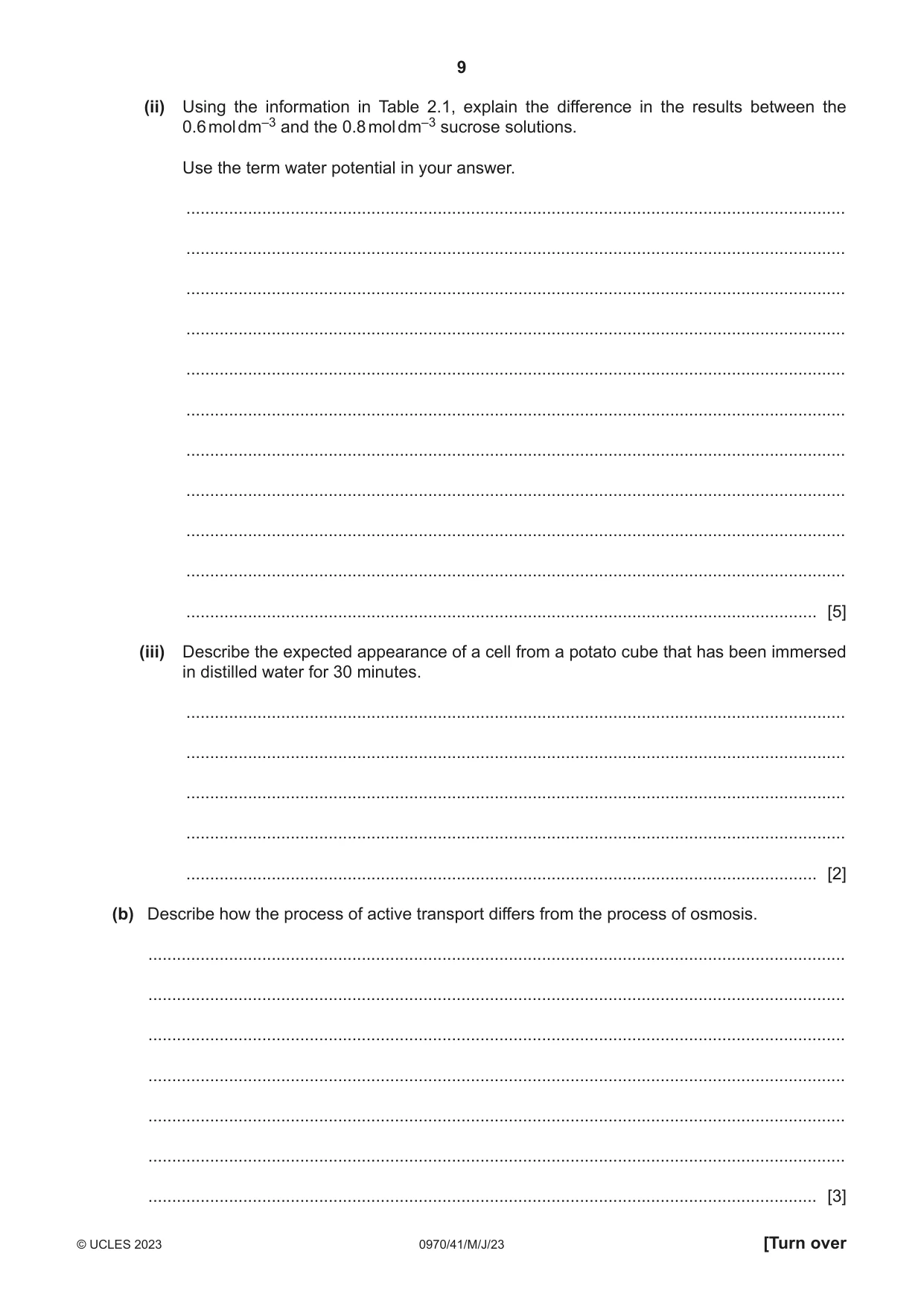 Cambridge IGCSE Biology (9-1) 0970 2023 May/June Paper 4 · Variant 1 question paper, page 9 of 20
