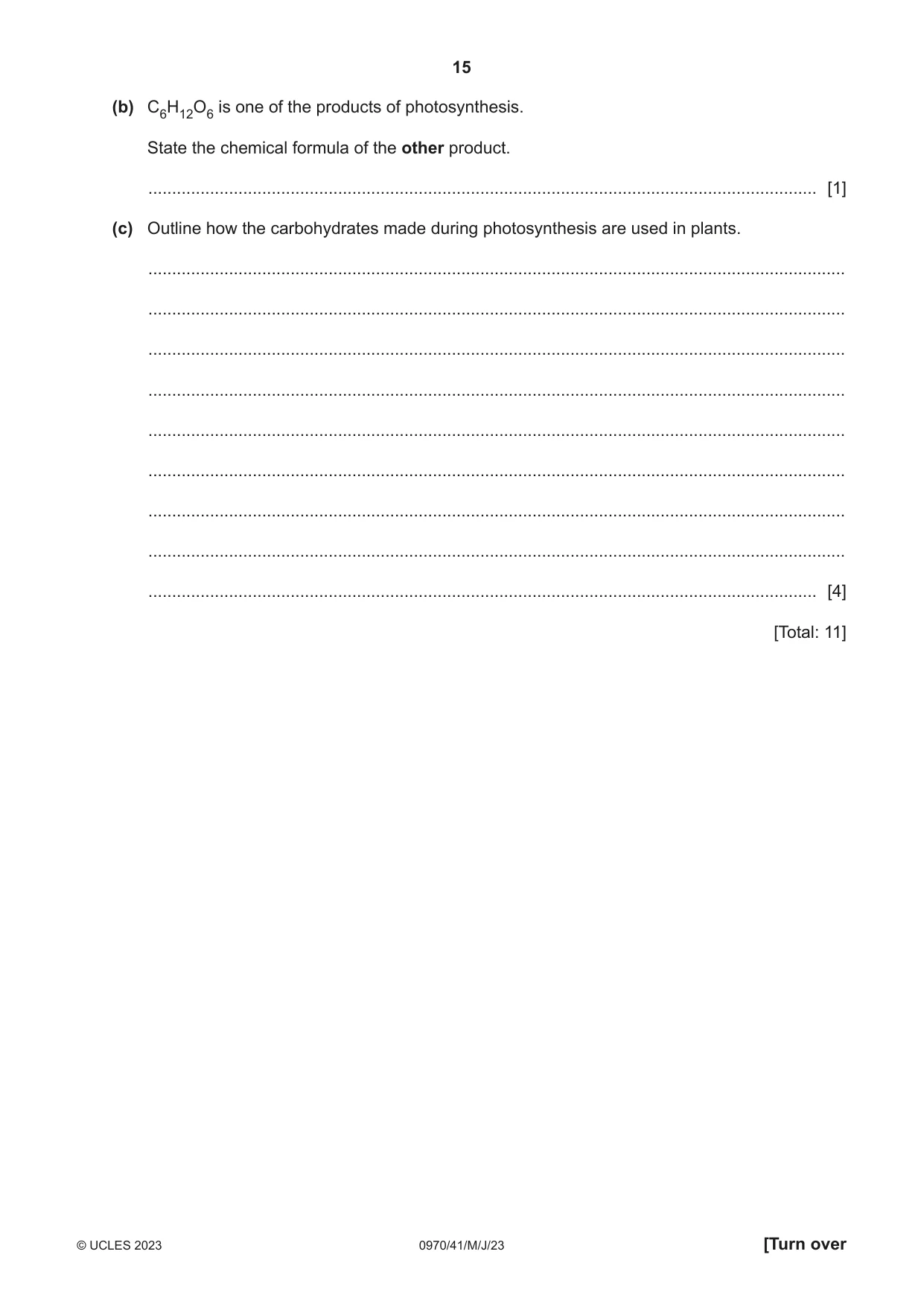 Cambridge IGCSE Biology (9-1) 0970 2023 May/June Paper 4 · Variant 1 question paper, page 15 of 20