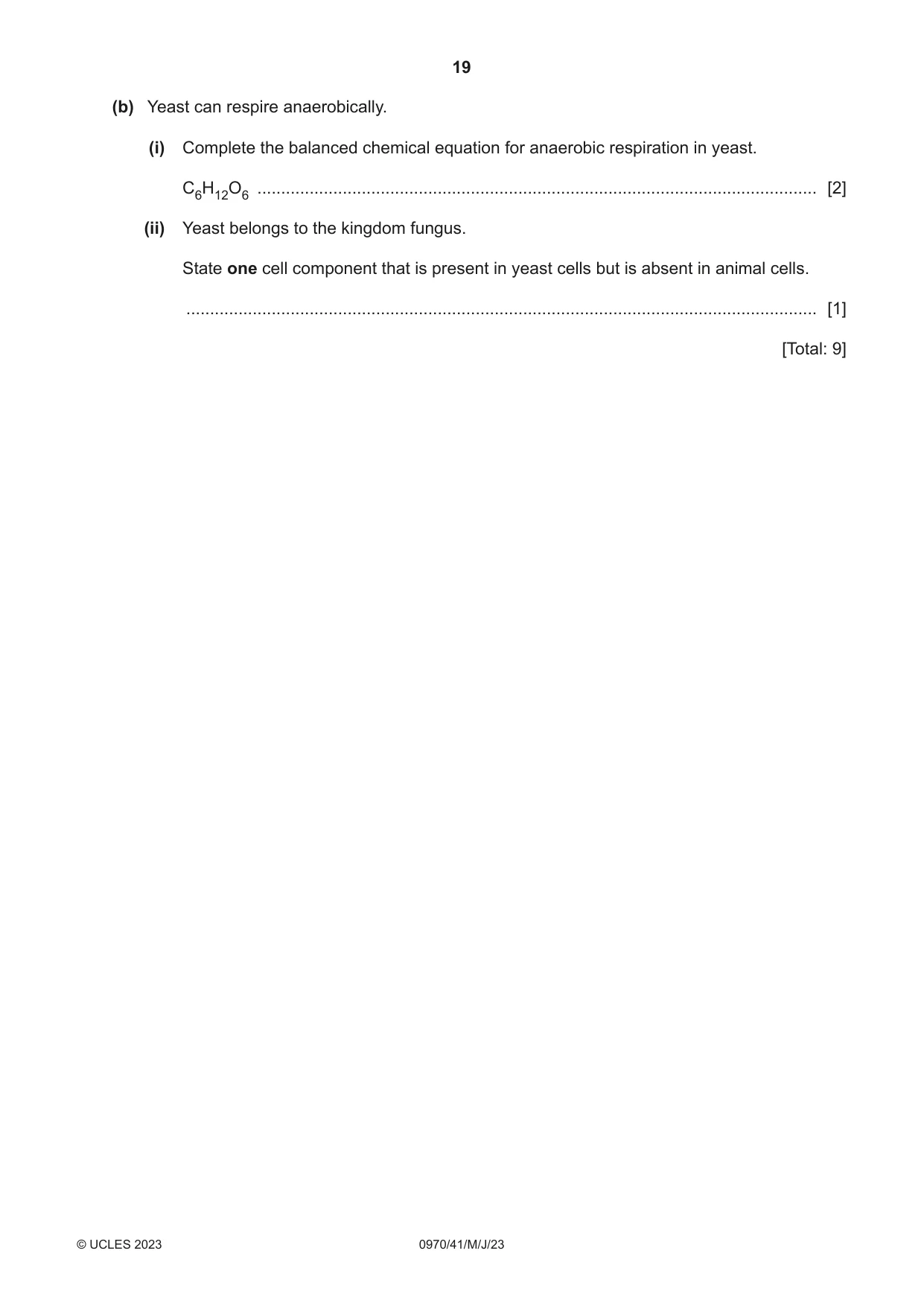 Cambridge IGCSE Biology (9-1) 0970 2023 May/June Paper 4 · Variant 1 question paper, page 19 of 20
