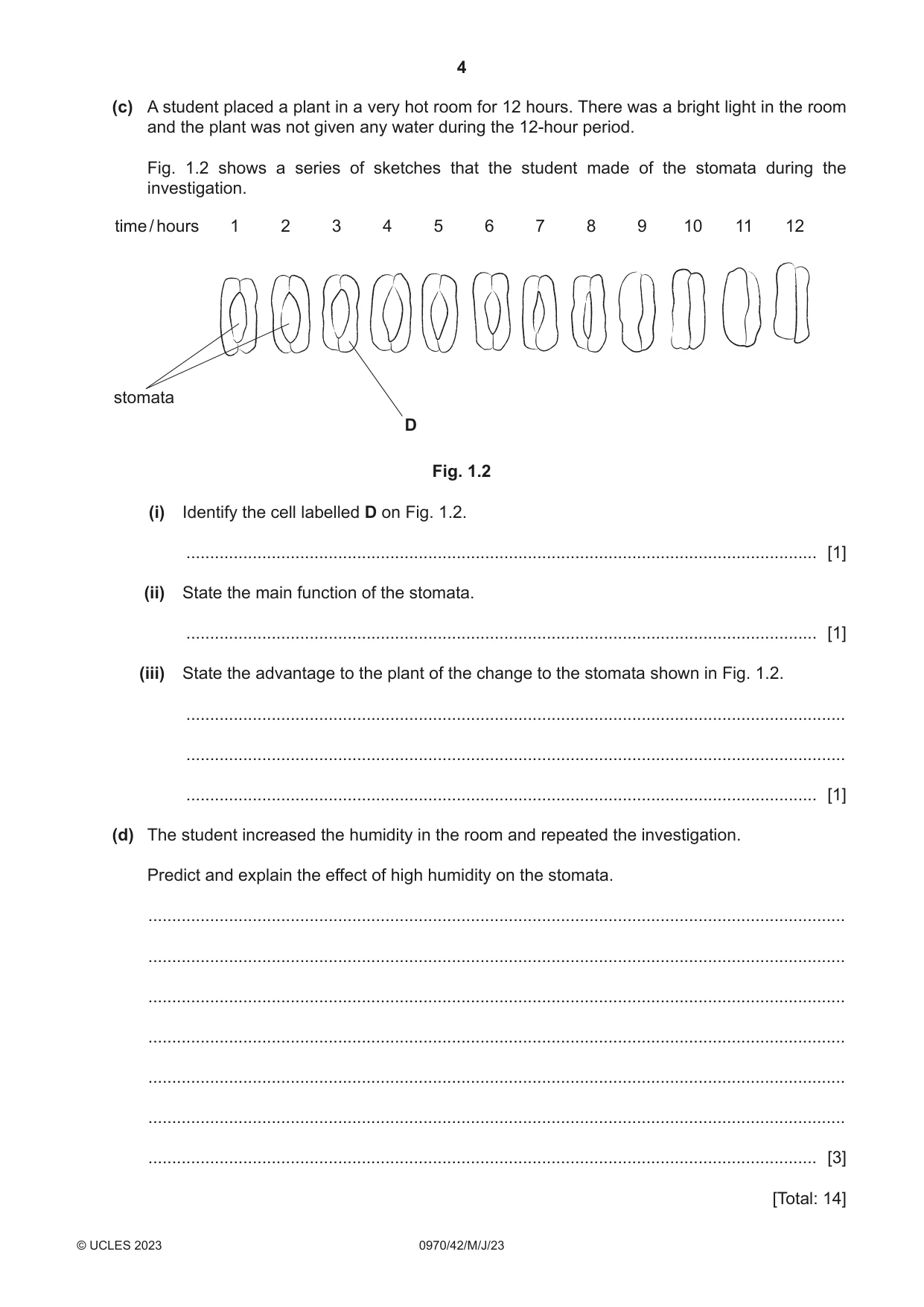 Cambridge IGCSE Biology (9-1) 0970 2023 May/June Paper 4 · Variant 2 question paper, page 4 of 20