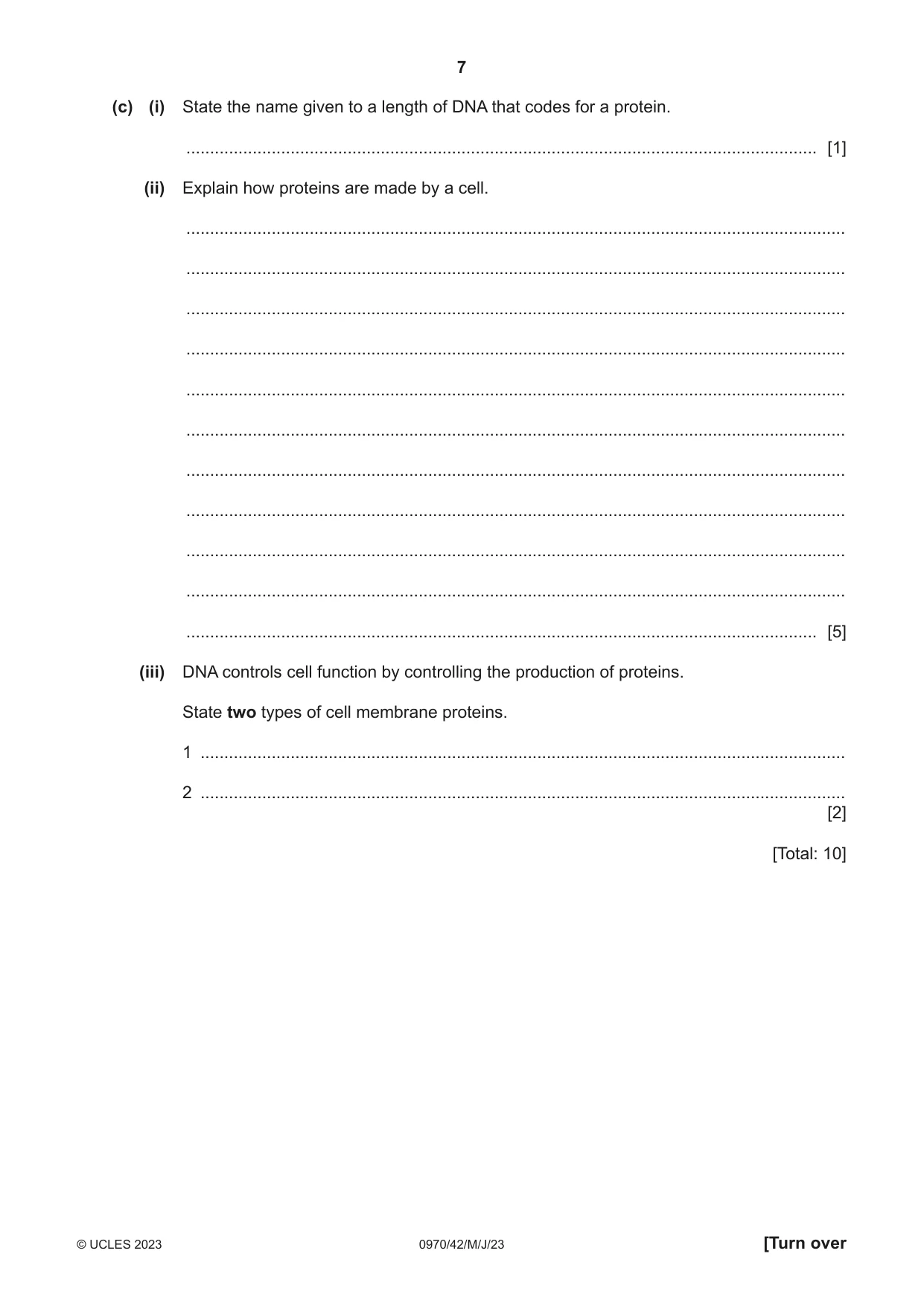 Cambridge IGCSE Biology (9-1) 0970 2023 May/June Paper 4 · Variant 2 question paper, page 7 of 20