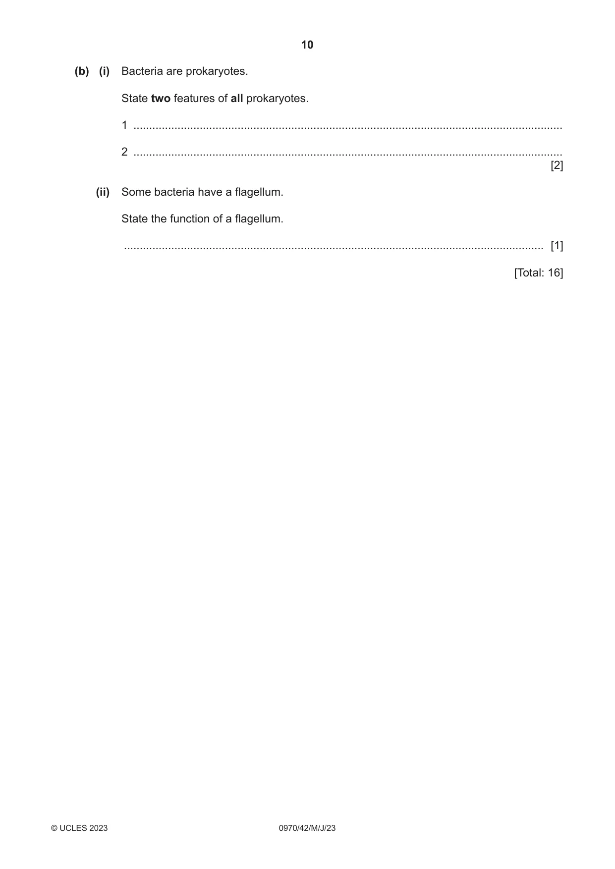 Cambridge IGCSE Biology (9-1) 0970 2023 May/June Paper 4 · Variant 2 question paper, page 10 of 20