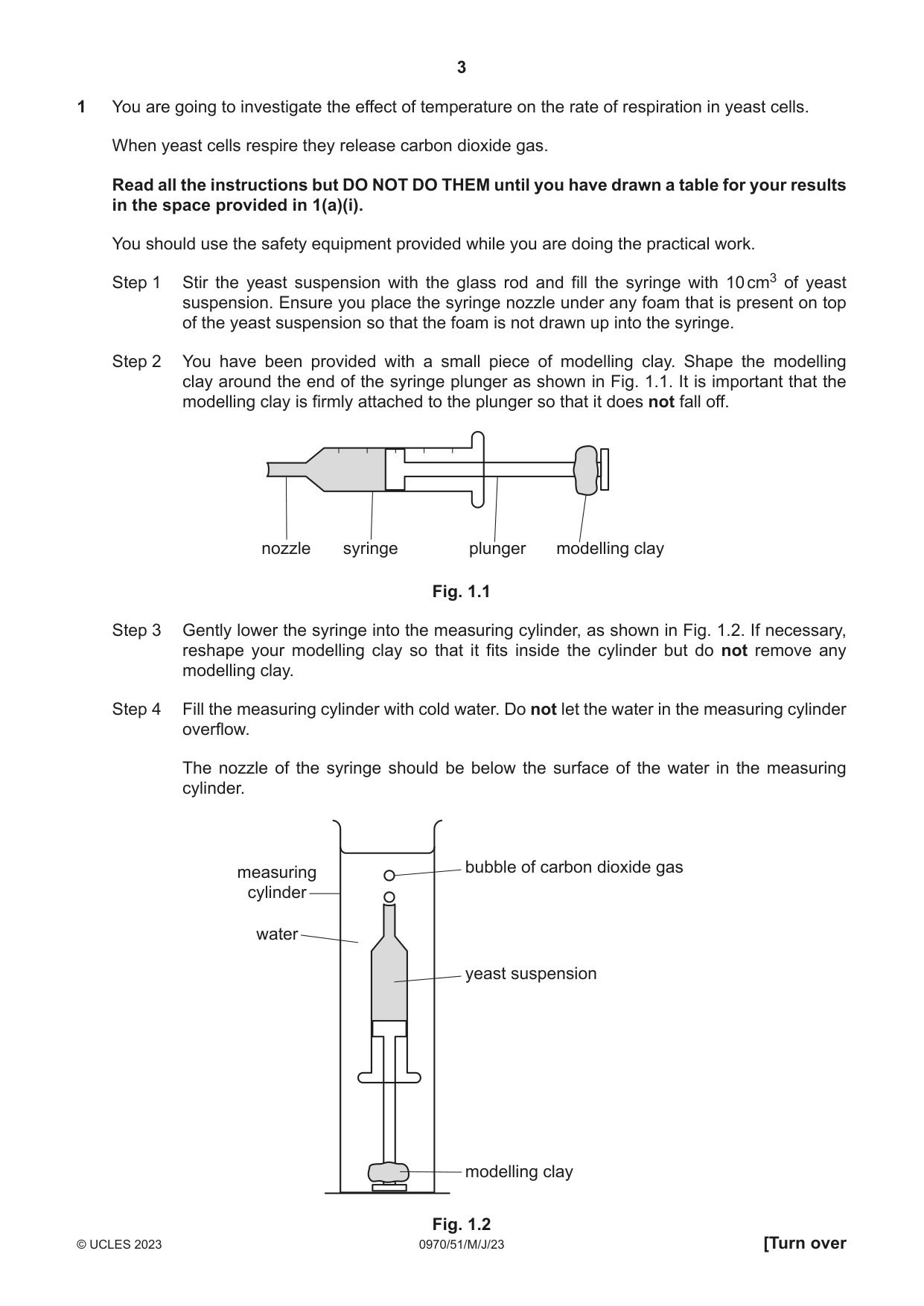 Cambridge IGCSE Biology (9-1) 0970 2023 May/June Paper 5 · Variant 1 question paper, page 3 of 12