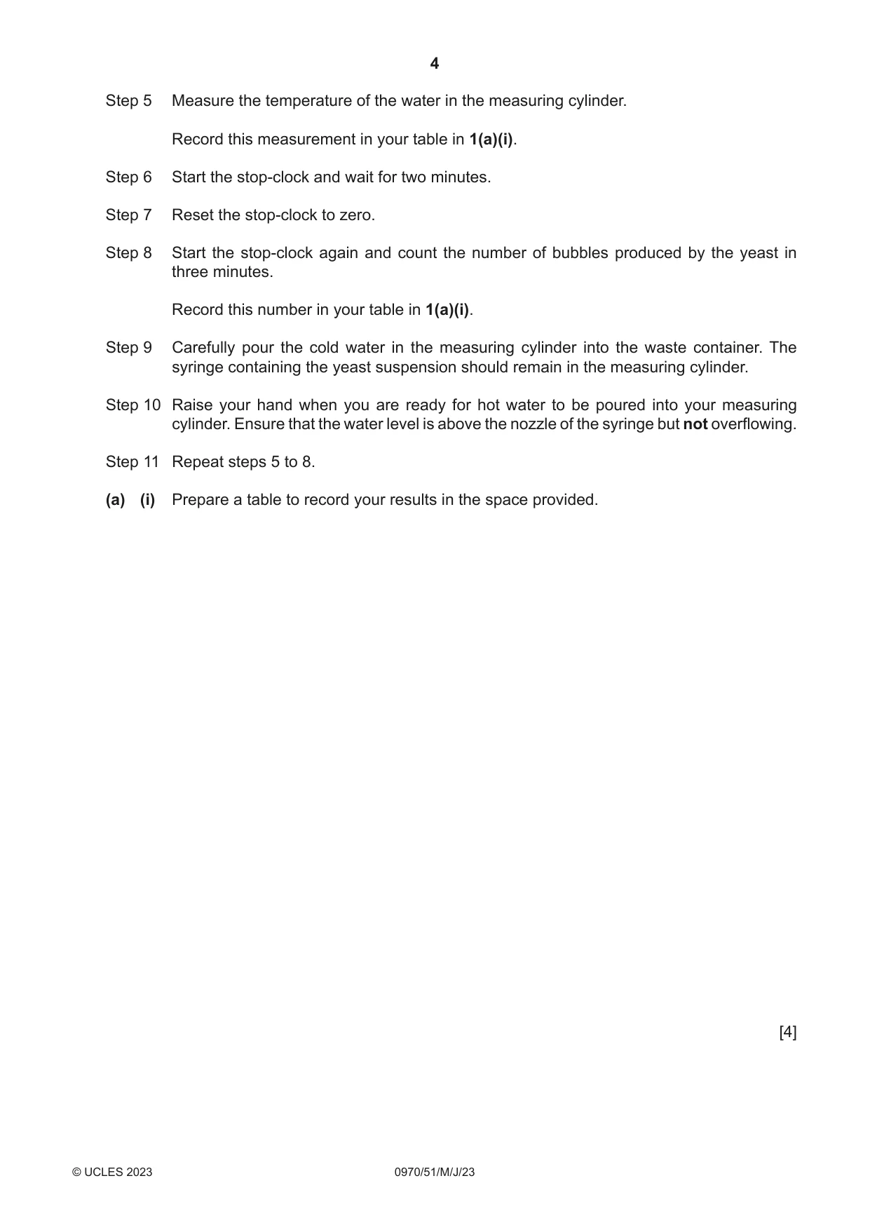 Cambridge IGCSE Biology (9-1) 0970 2023 May/June Paper 5 · Variant 1 question paper, page 4 of 12
