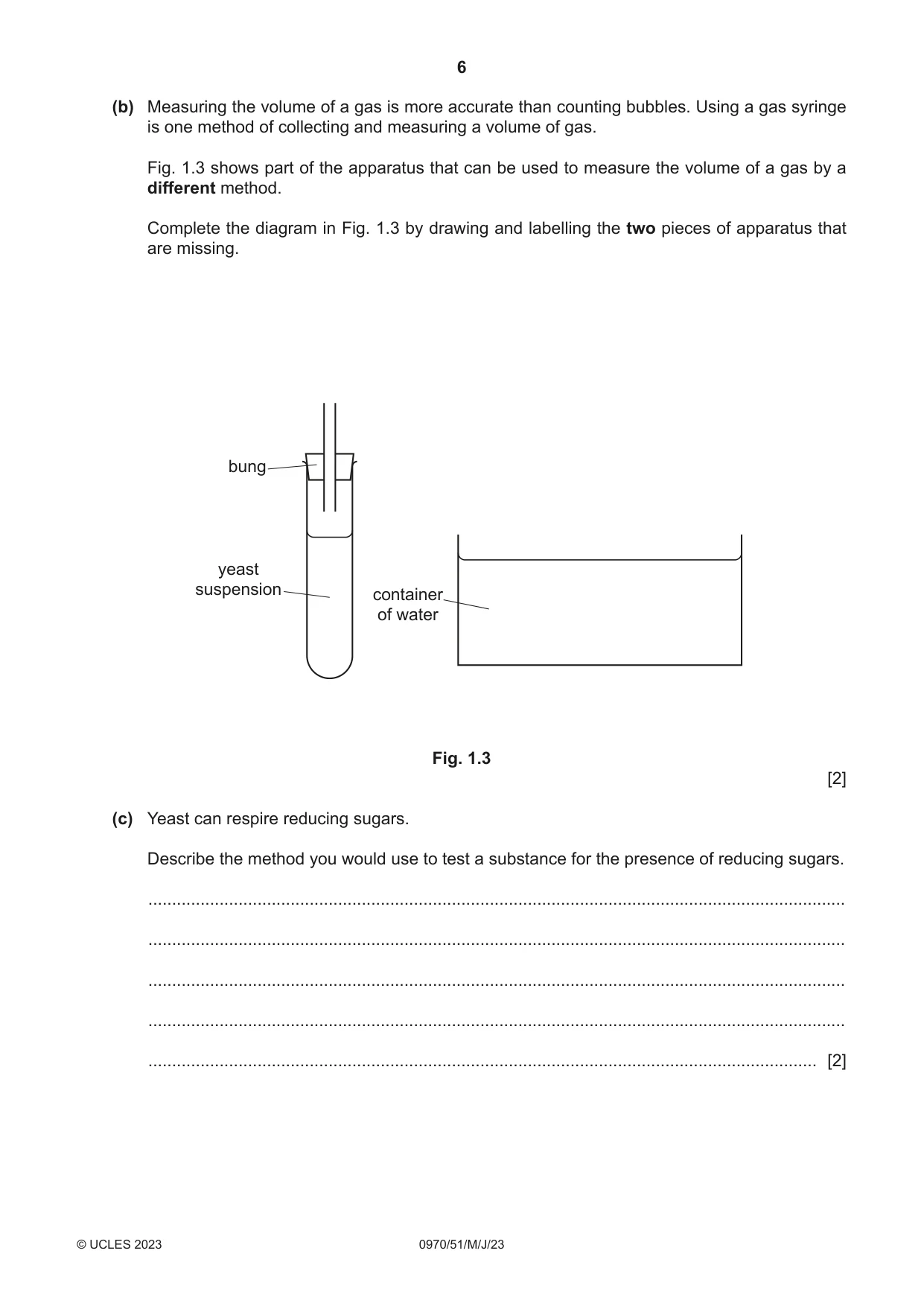 Cambridge IGCSE Biology (9-1) 0970 2023 May/June Paper 5 · Variant 1 question paper, page 6 of 12