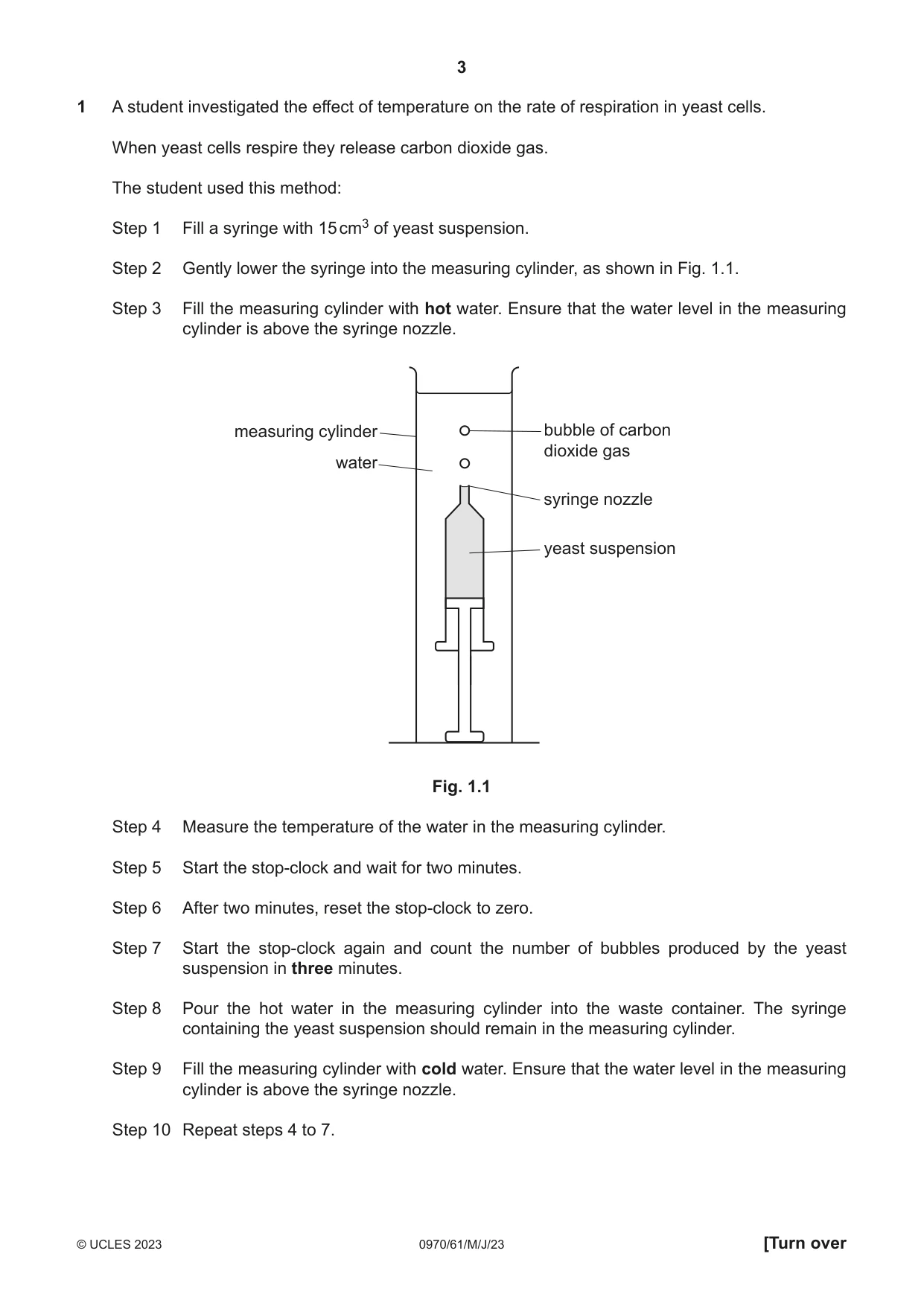 Cambridge IGCSE Biology (9-1) 0970 2023 May/June Paper 6 · Variant 1 question paper, page 3 of 16