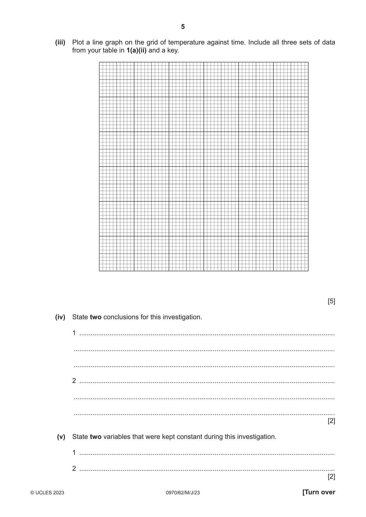 Cambridge IGCSE Biology (9-1) 0970 2023 May/June Paper 6 · Variant 2 question paper, page 5 of 12