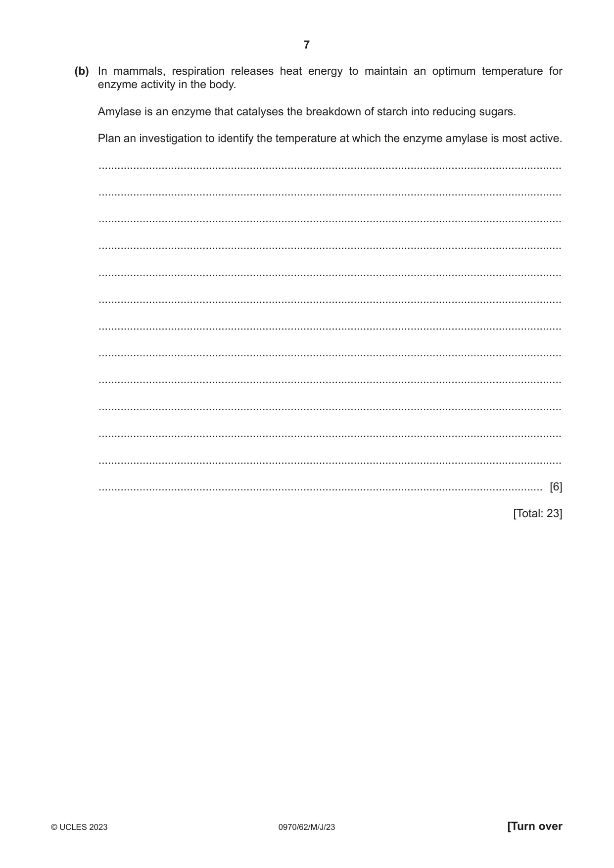 Cambridge IGCSE Biology (9-1) 0970 2023 May/June Paper 6 · Variant 2 question paper, page 7 of 12