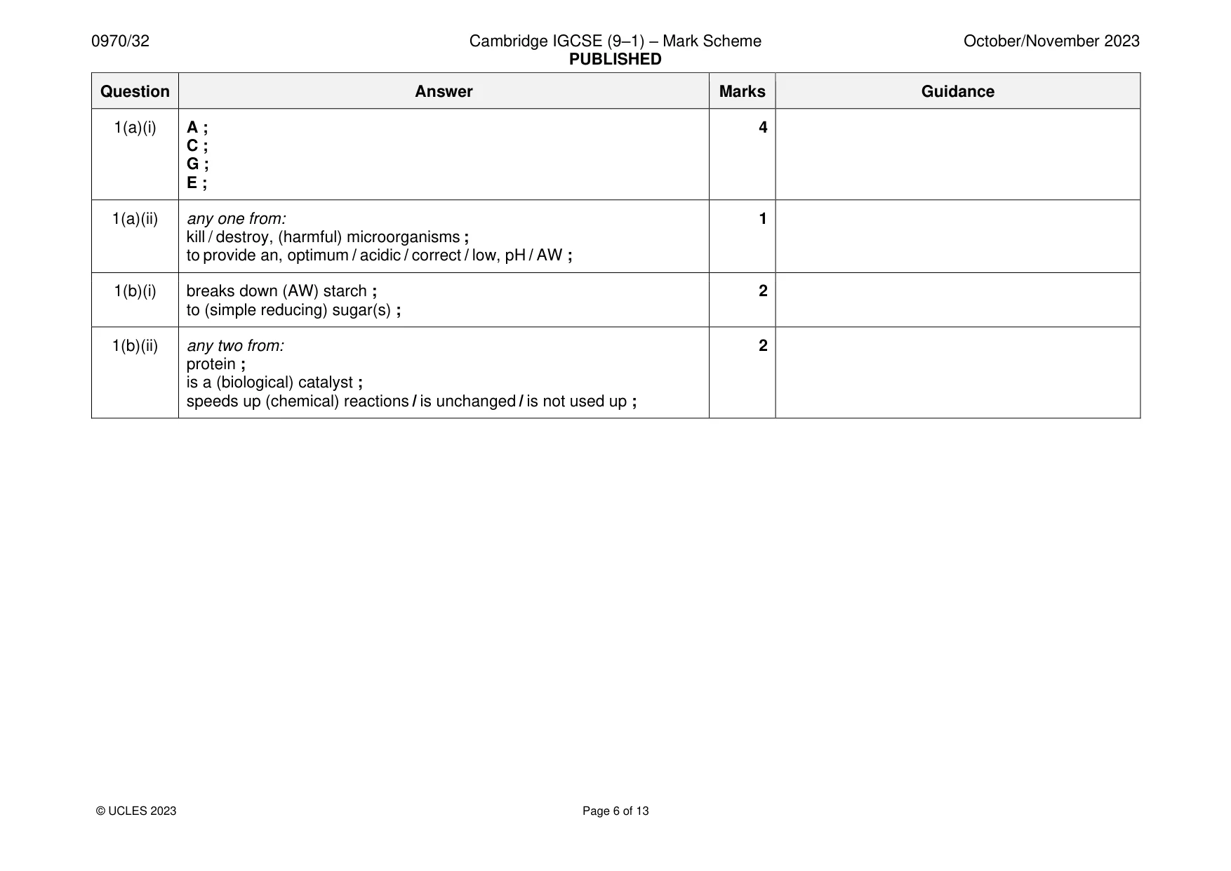 Mark scheme, page 6 of 13