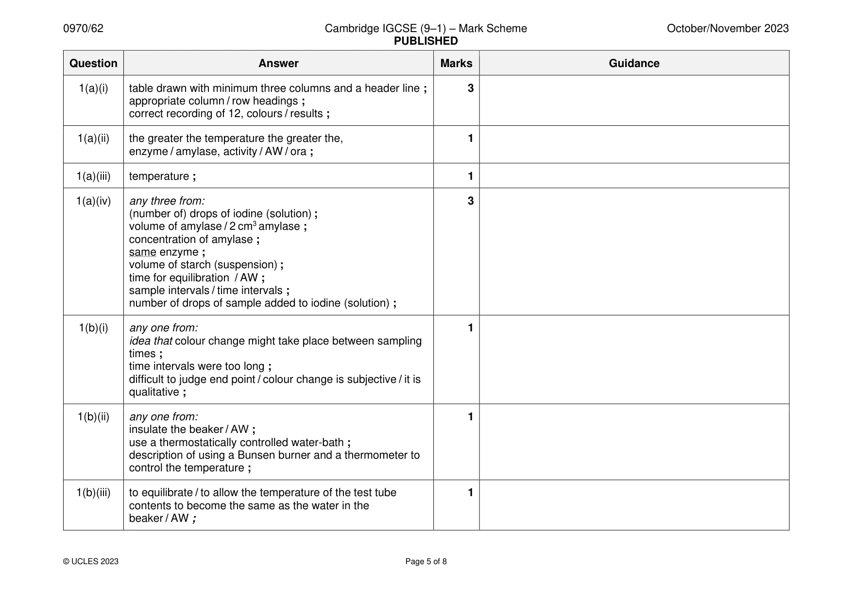Mark scheme, page 5 of 8