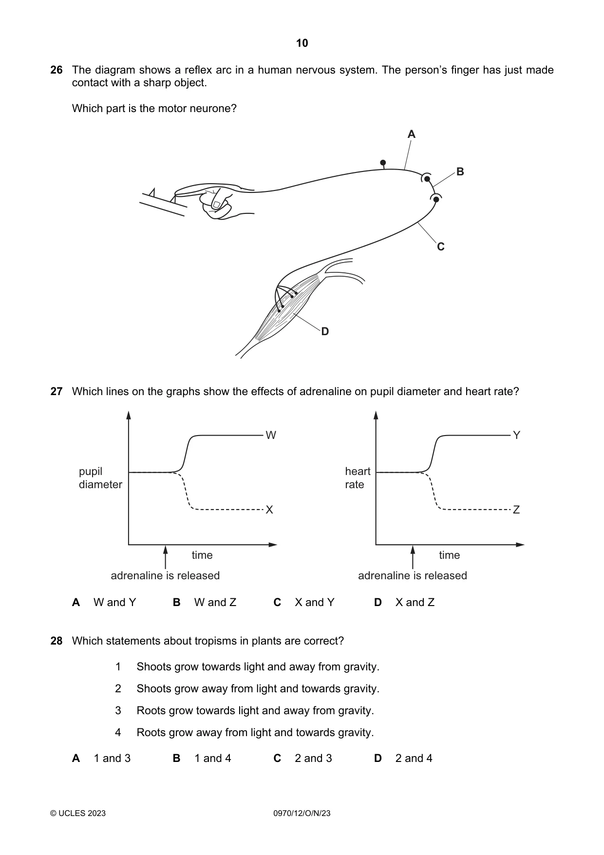 Cambridge IGCSE Biology (9-1) 0970 2023 Oct/Nov Paper 1 · Variant 2 question paper, page 10 of 16