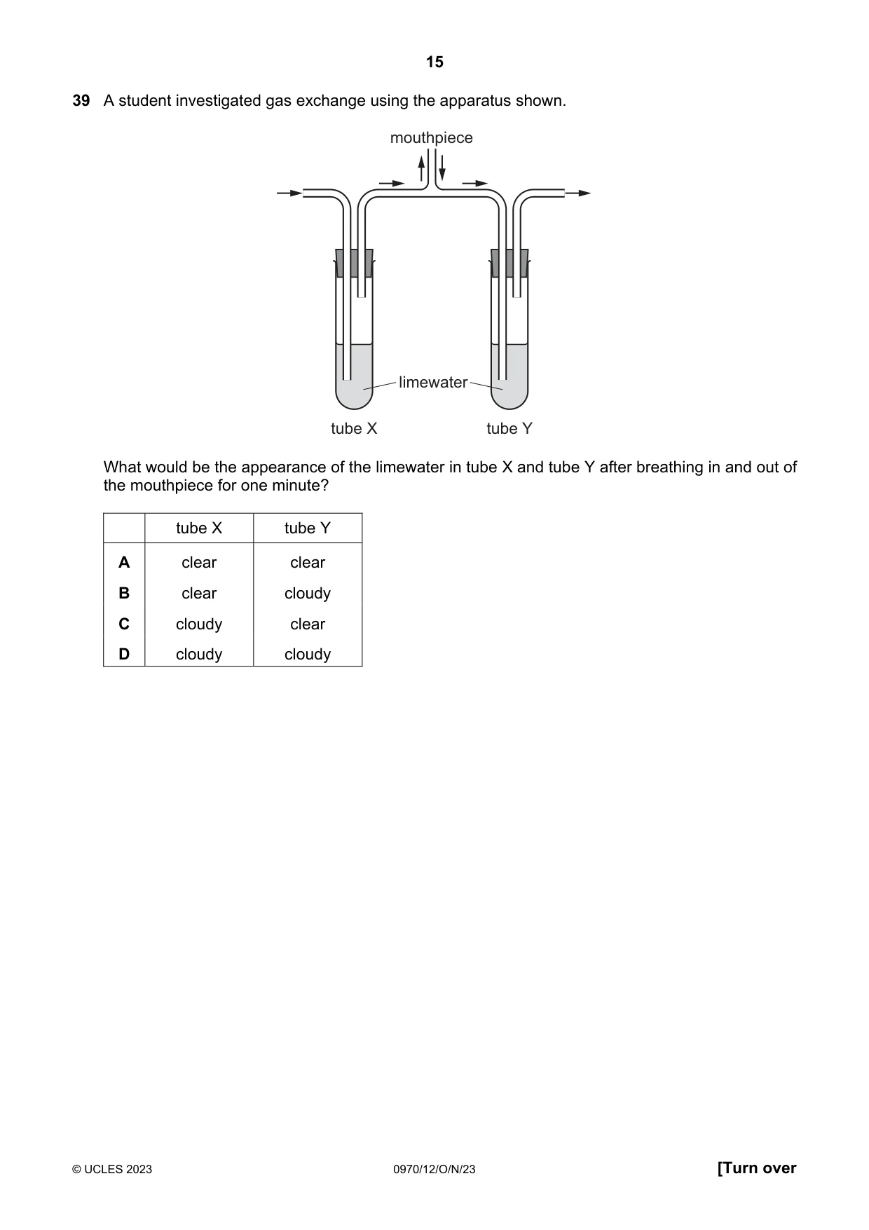 Cambridge IGCSE Biology (9-1) 0970 2023 Oct/Nov Paper 1 · Variant 2 question paper, page 15 of 16