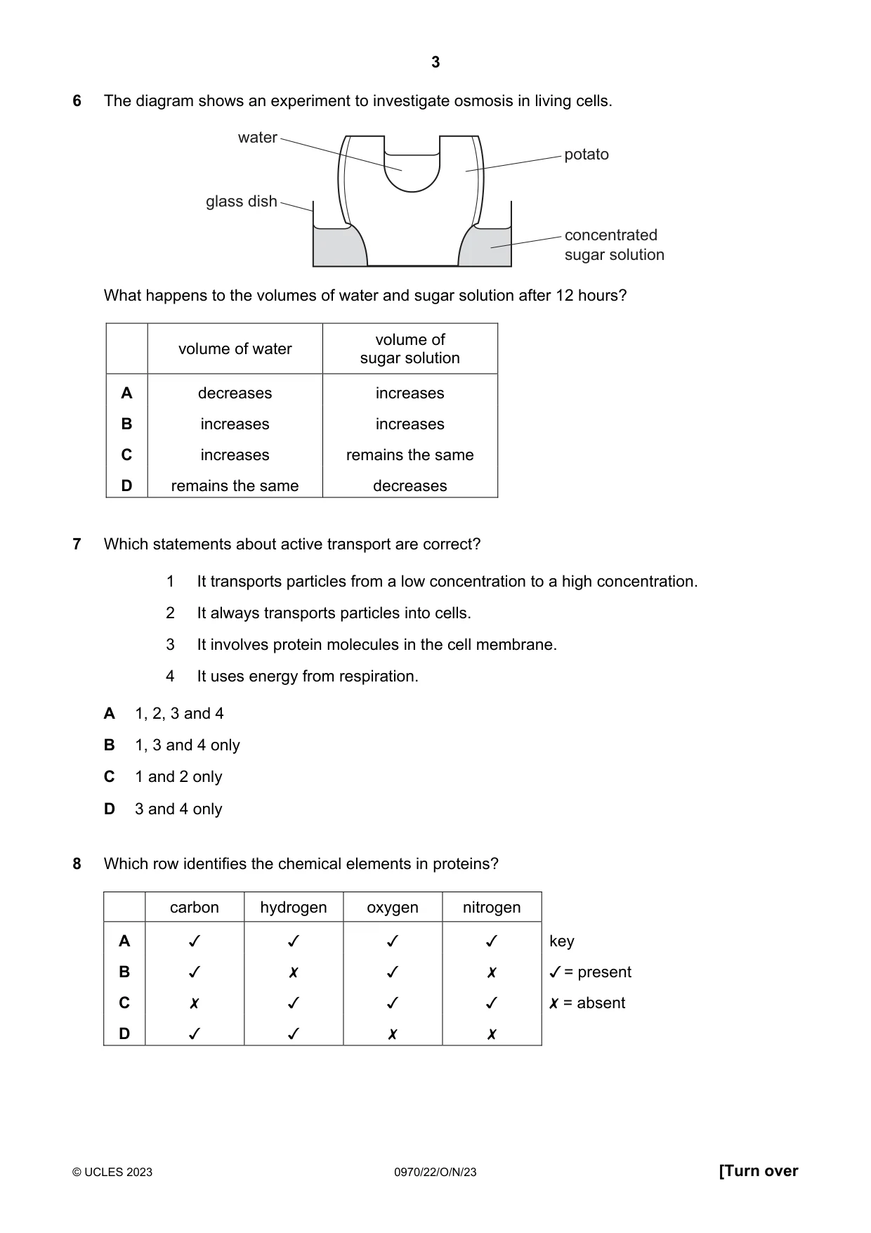 Cambridge IGCSE Biology (9-1) 0970 2023 Oct/Nov Paper 2 · Variant 2 question paper, page 3 of 16