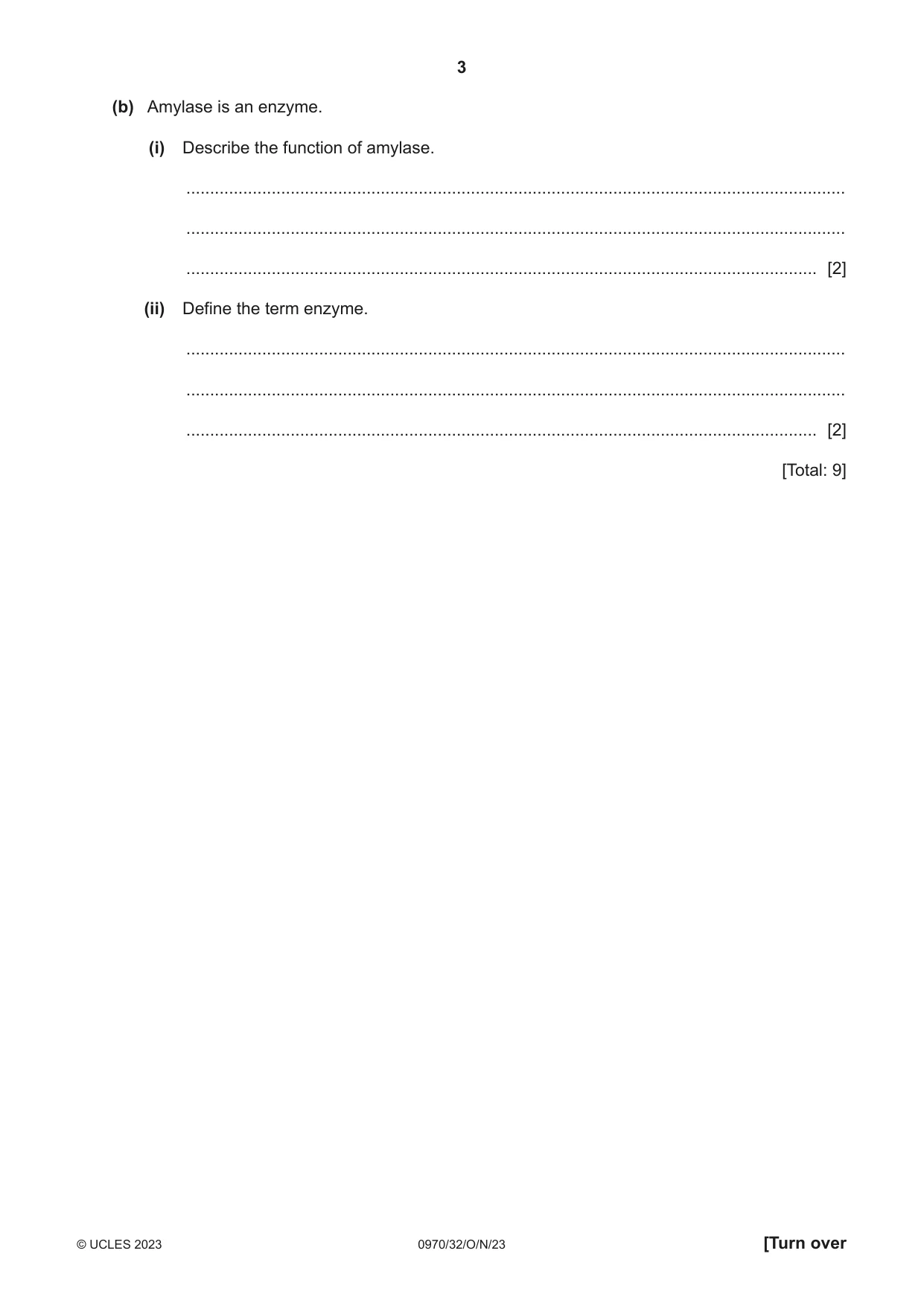 Cambridge IGCSE Biology (9-1) 0970 2023 Oct/Nov Paper 3 · Variant 2 question paper, page 3 of 20