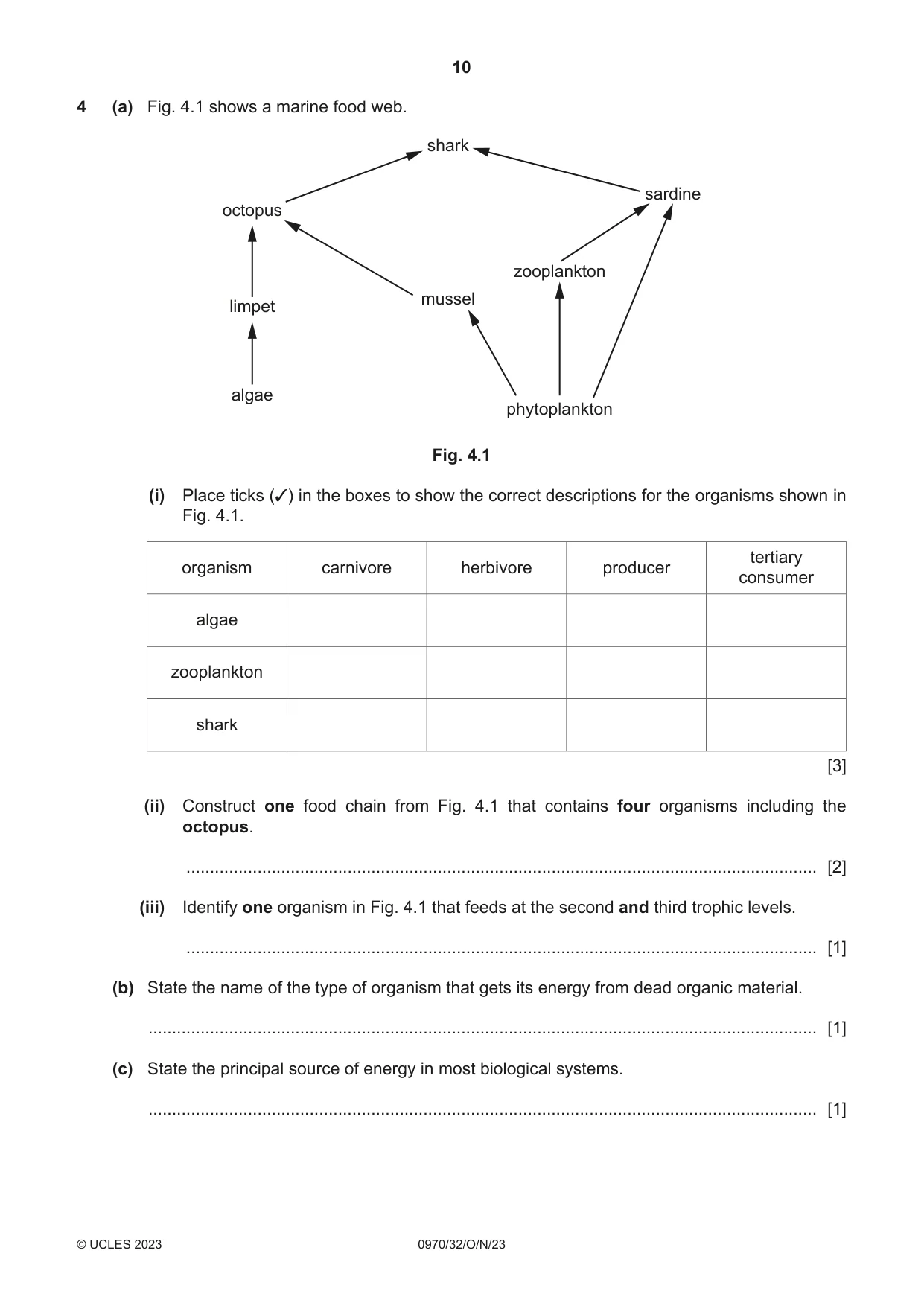 Cambridge IGCSE Biology (9-1) 0970 2023 Oct/Nov Paper 3 · Variant 2 question paper, page 10 of 20