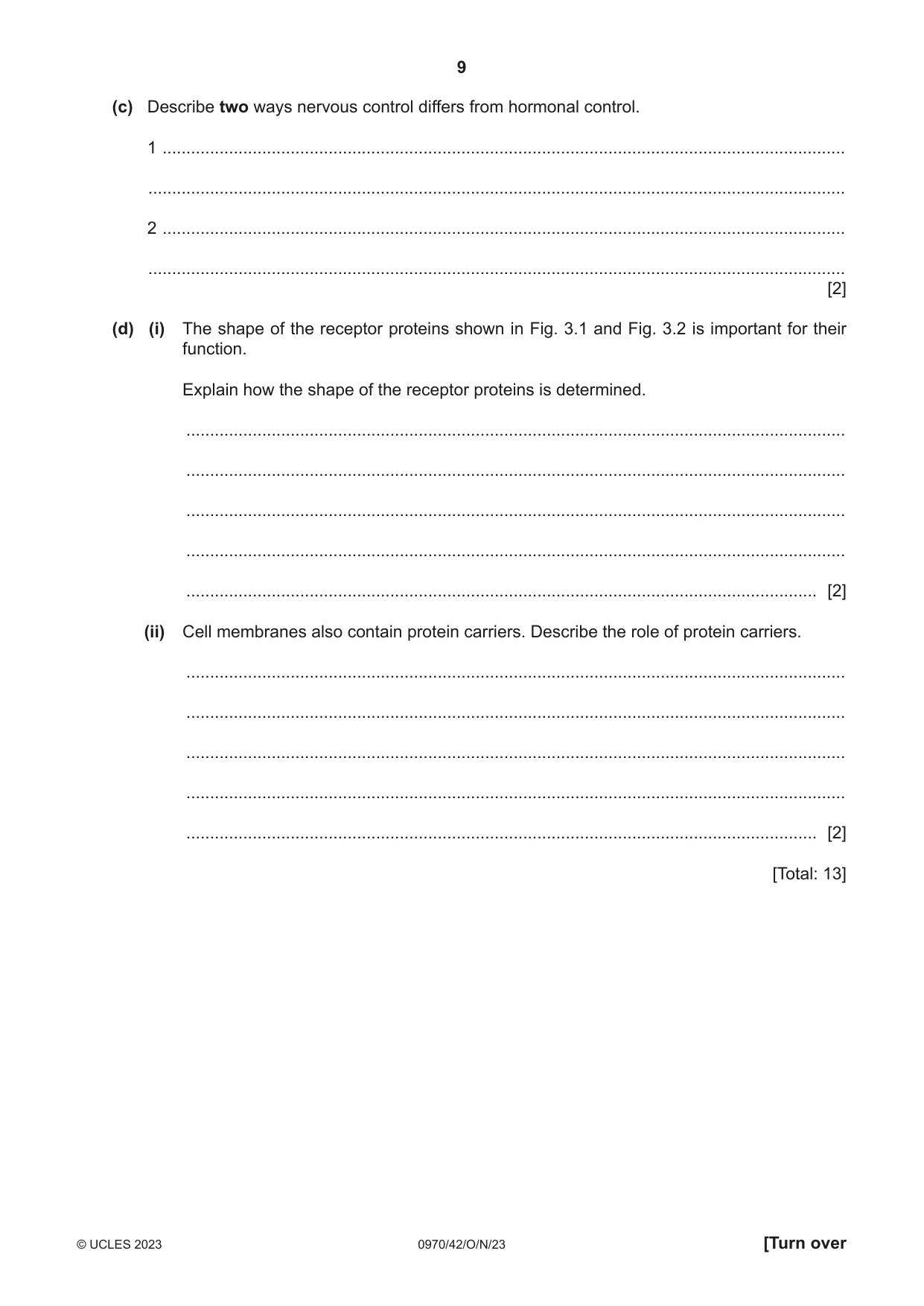 Cambridge IGCSE Biology (9-1) 0970 2023 Oct/Nov Paper 4 · Variant 2 question paper, page 9 of 20