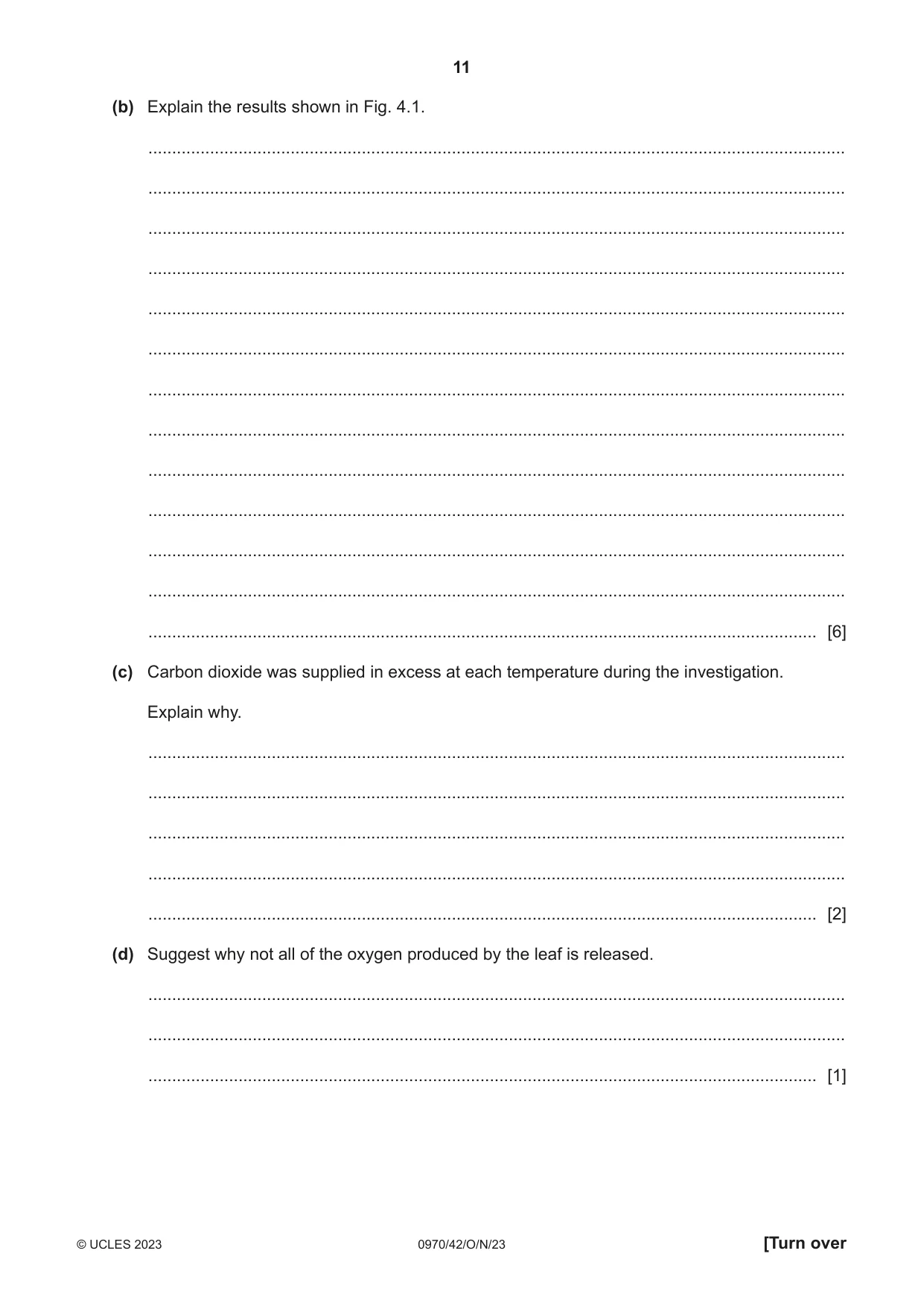 Cambridge IGCSE Biology (9-1) 0970 2023 Oct/Nov Paper 4 · Variant 2 question paper, page 11 of 20