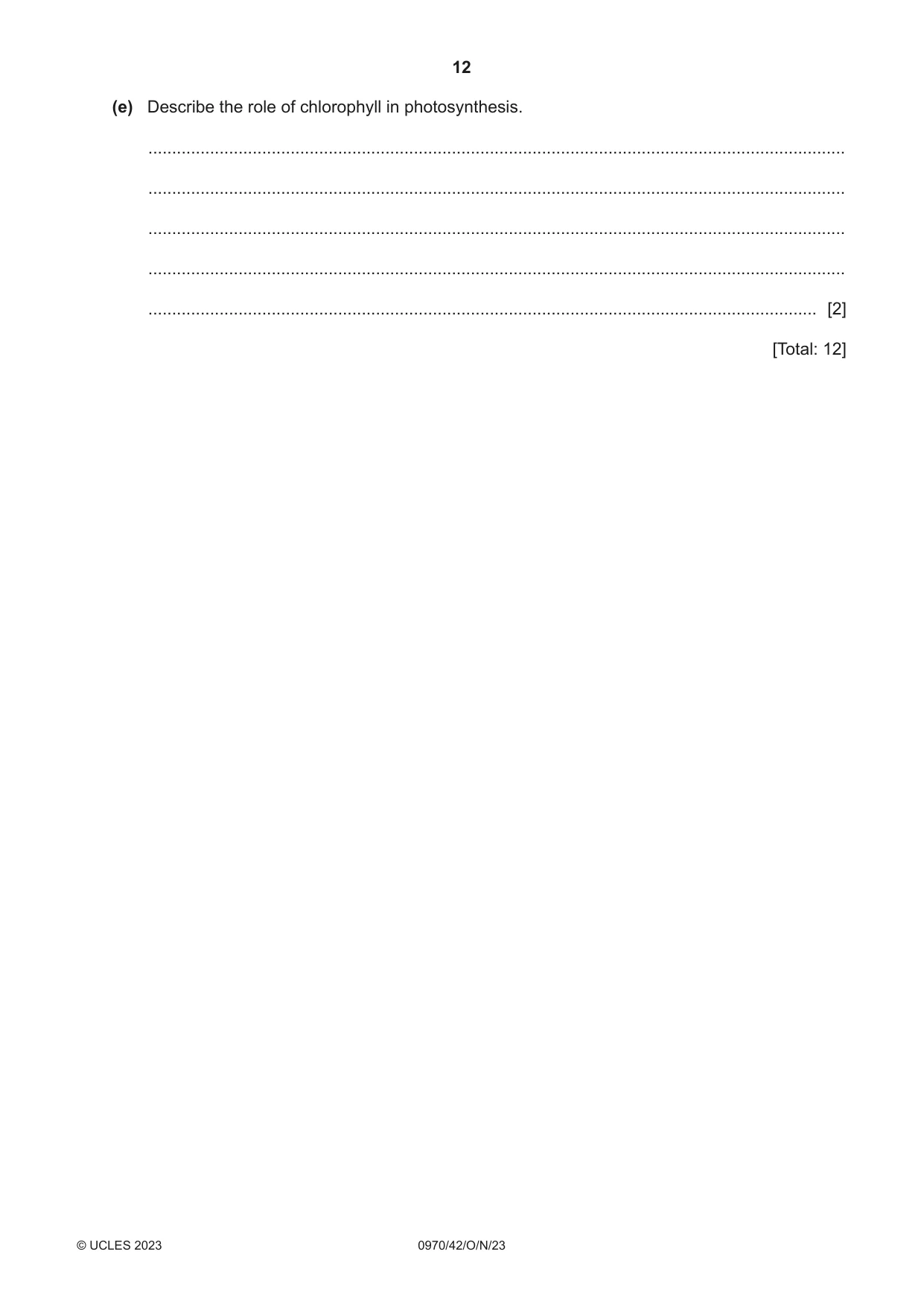 Cambridge IGCSE Biology (9-1) 0970 2023 Oct/Nov Paper 4 · Variant 2 question paper, page 12 of 20