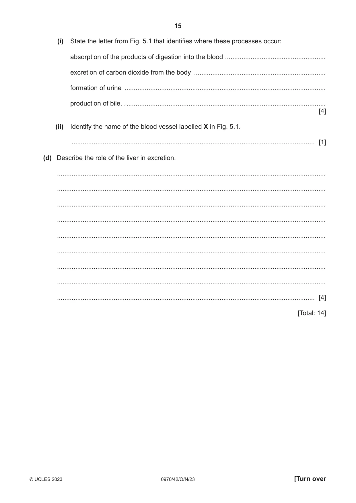 Cambridge IGCSE Biology (9-1) 0970 2023 Oct/Nov Paper 4 · Variant 2 question paper, page 15 of 20
