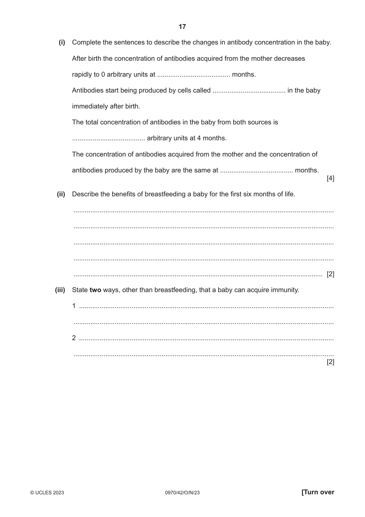 Cambridge IGCSE Biology (9-1) 0970 2023 Oct/Nov Paper 4 · Variant 2 question paper, page 17 of 20