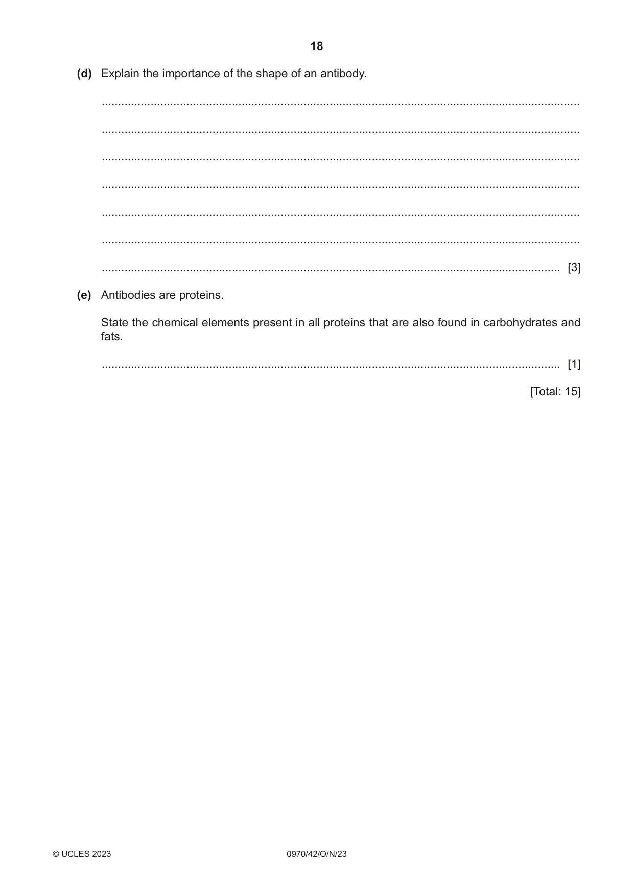 Cambridge IGCSE Biology (9-1) 0970 2023 Oct/Nov Paper 4 · Variant 2 question paper, page 18 of 20