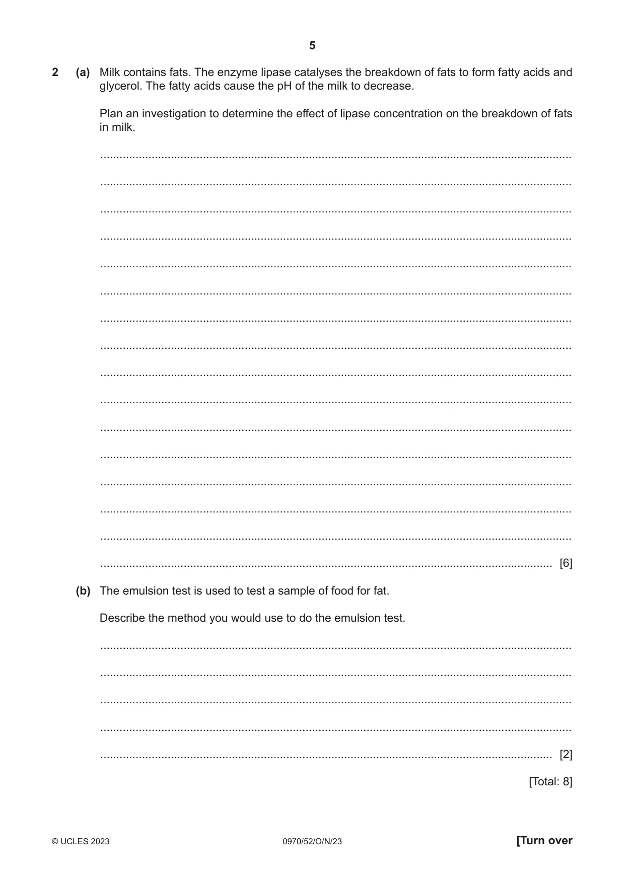 Cambridge IGCSE Biology (9-1) 0970 2023 Oct/Nov Paper 5 · Variant 2 question paper, page 5 of 12