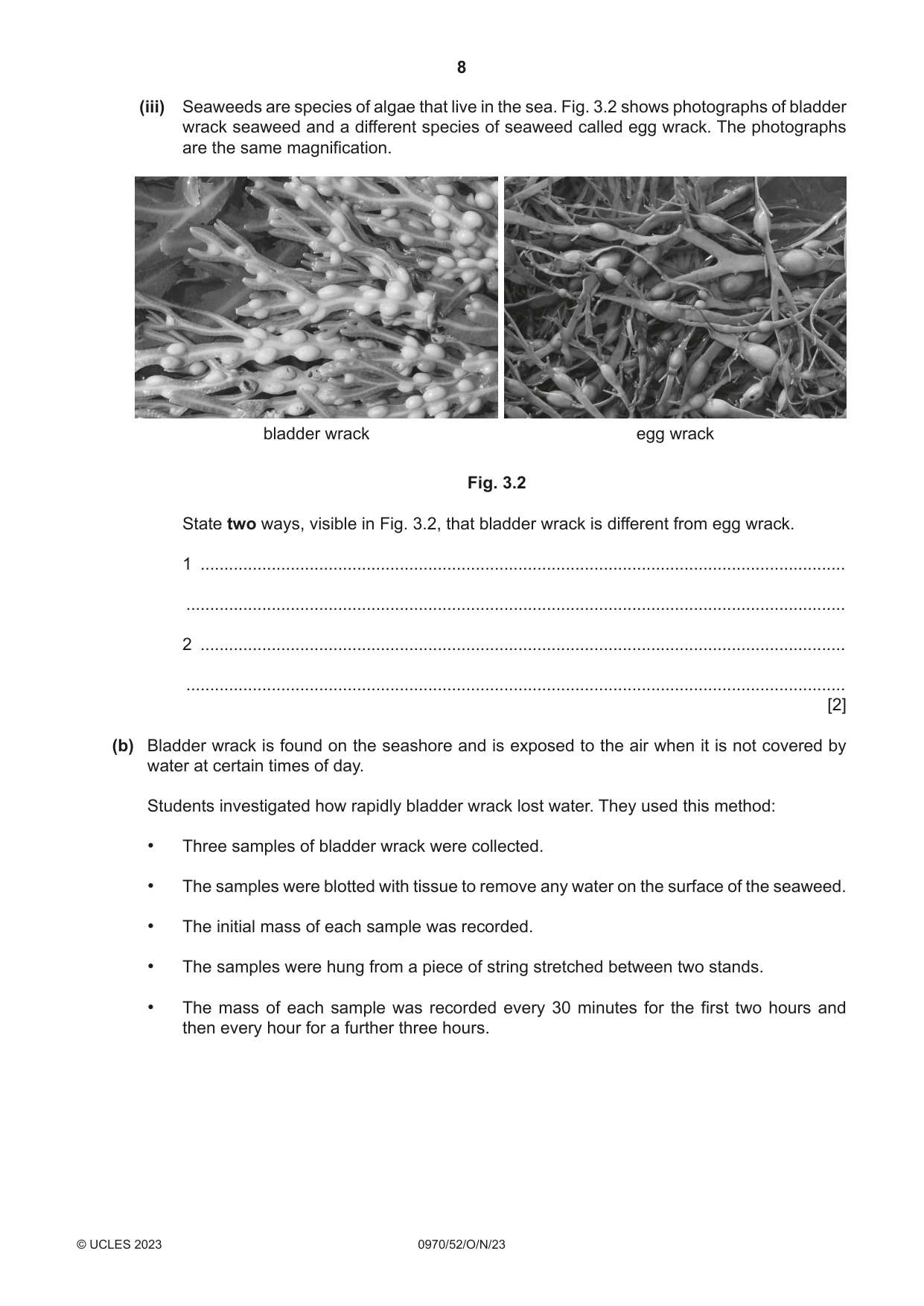 Cambridge IGCSE Biology (9-1) 0970 2023 Oct/Nov Paper 5 · Variant 2 question paper, page 8 of 12