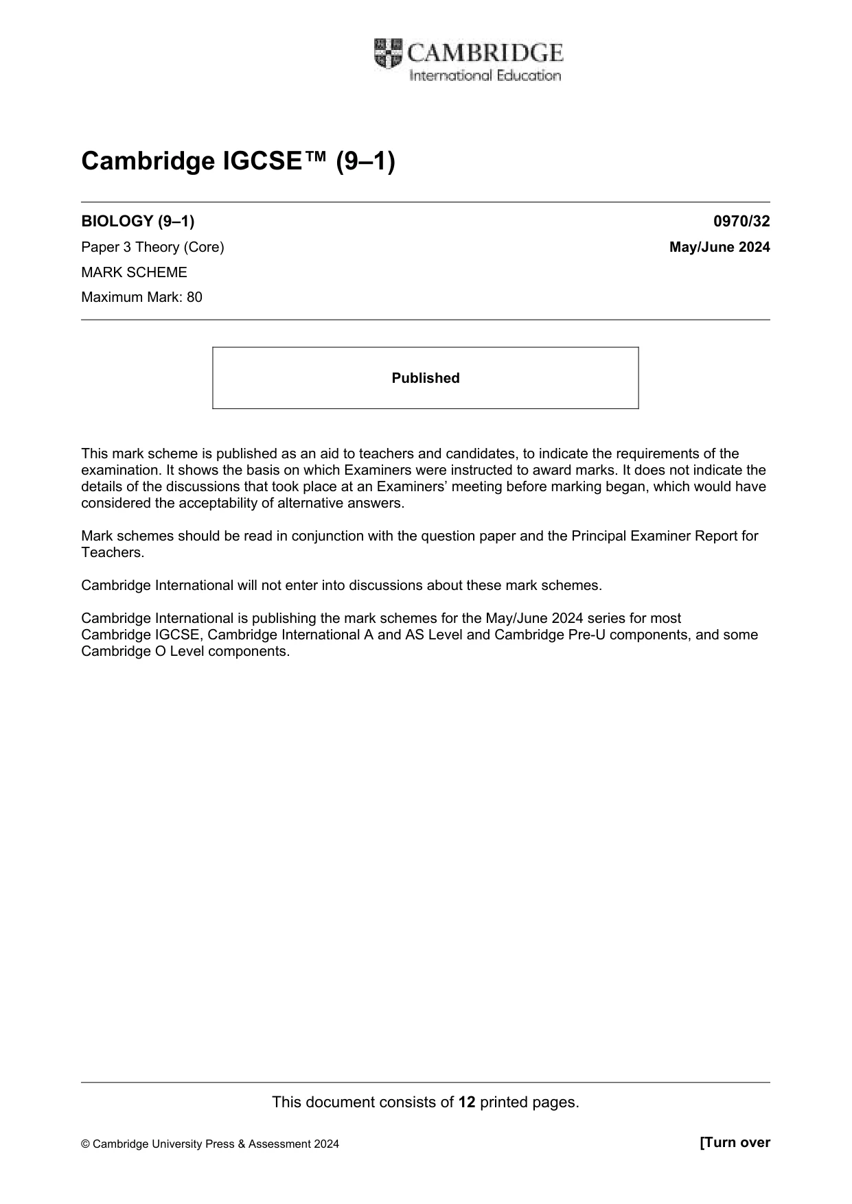 Mark scheme, page 1 of 12