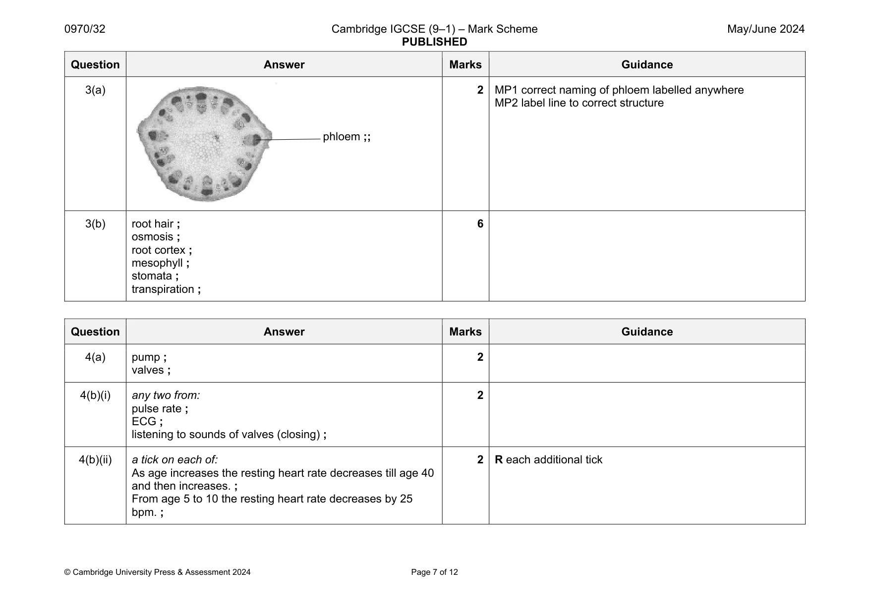 Mark scheme, page 7 of 12