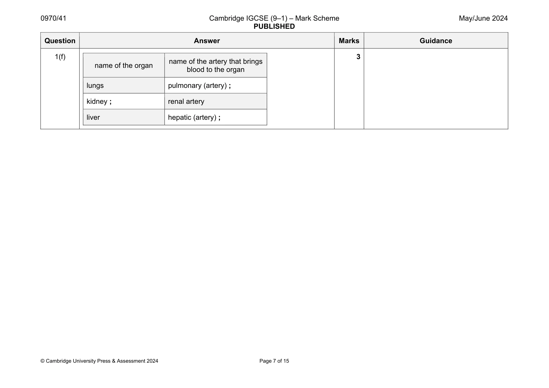 Mark scheme, page 7 of 15