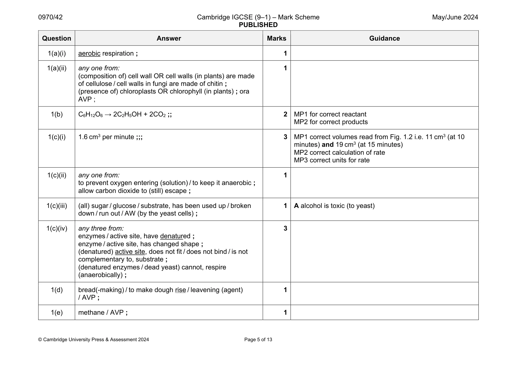 Mark scheme, page 5 of 13