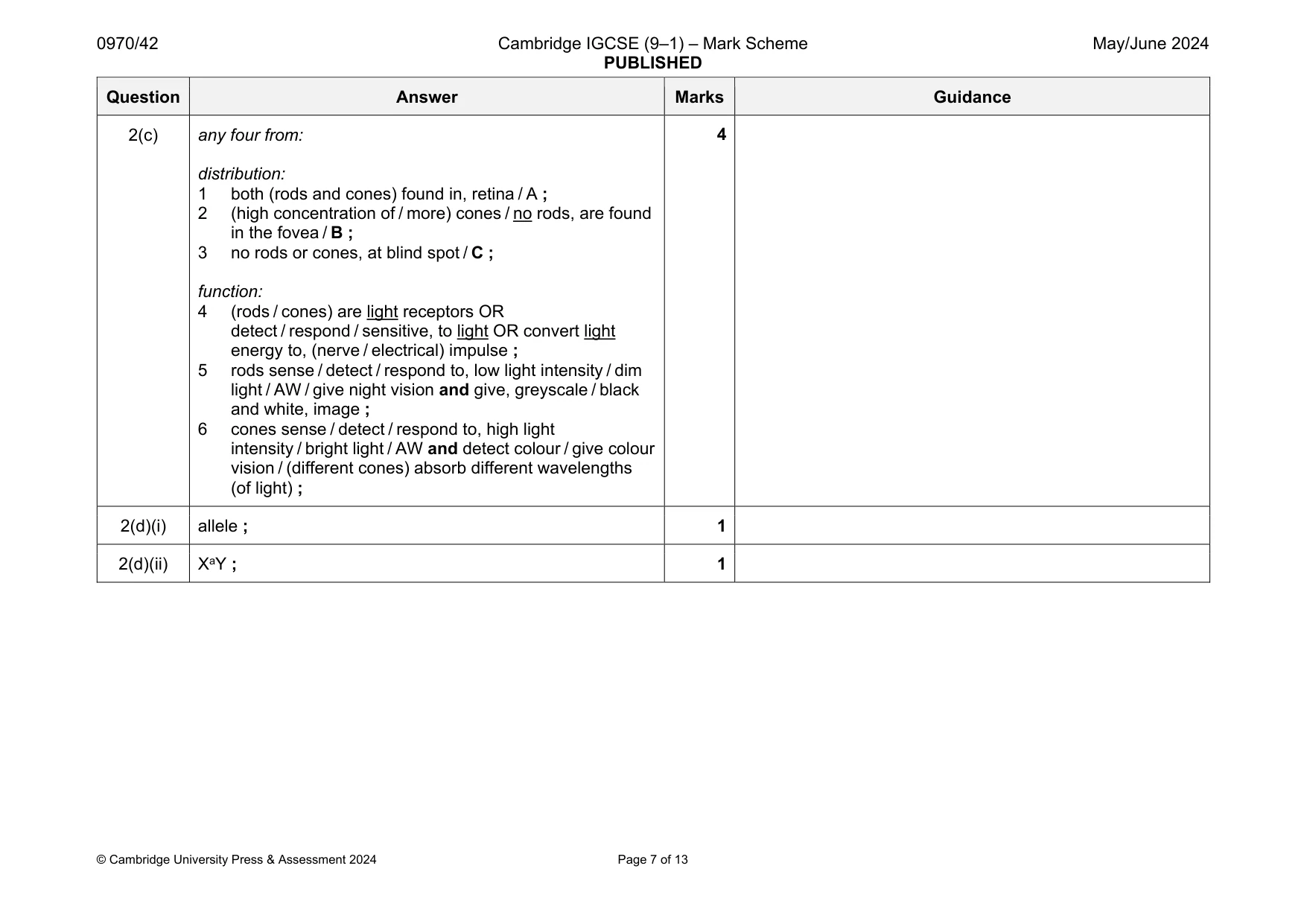 Mark scheme, page 7 of 13