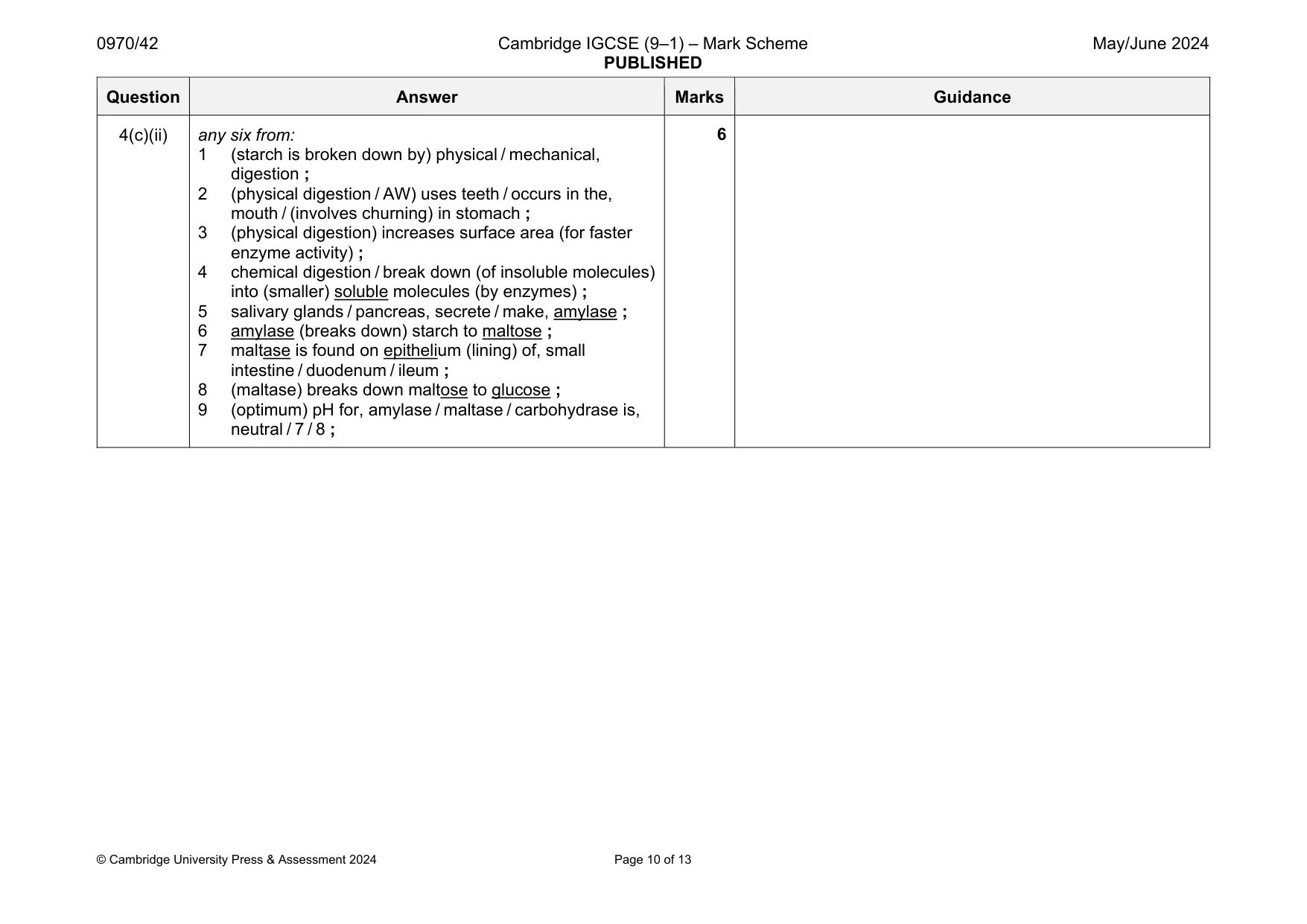 Mark scheme, page 10 of 13