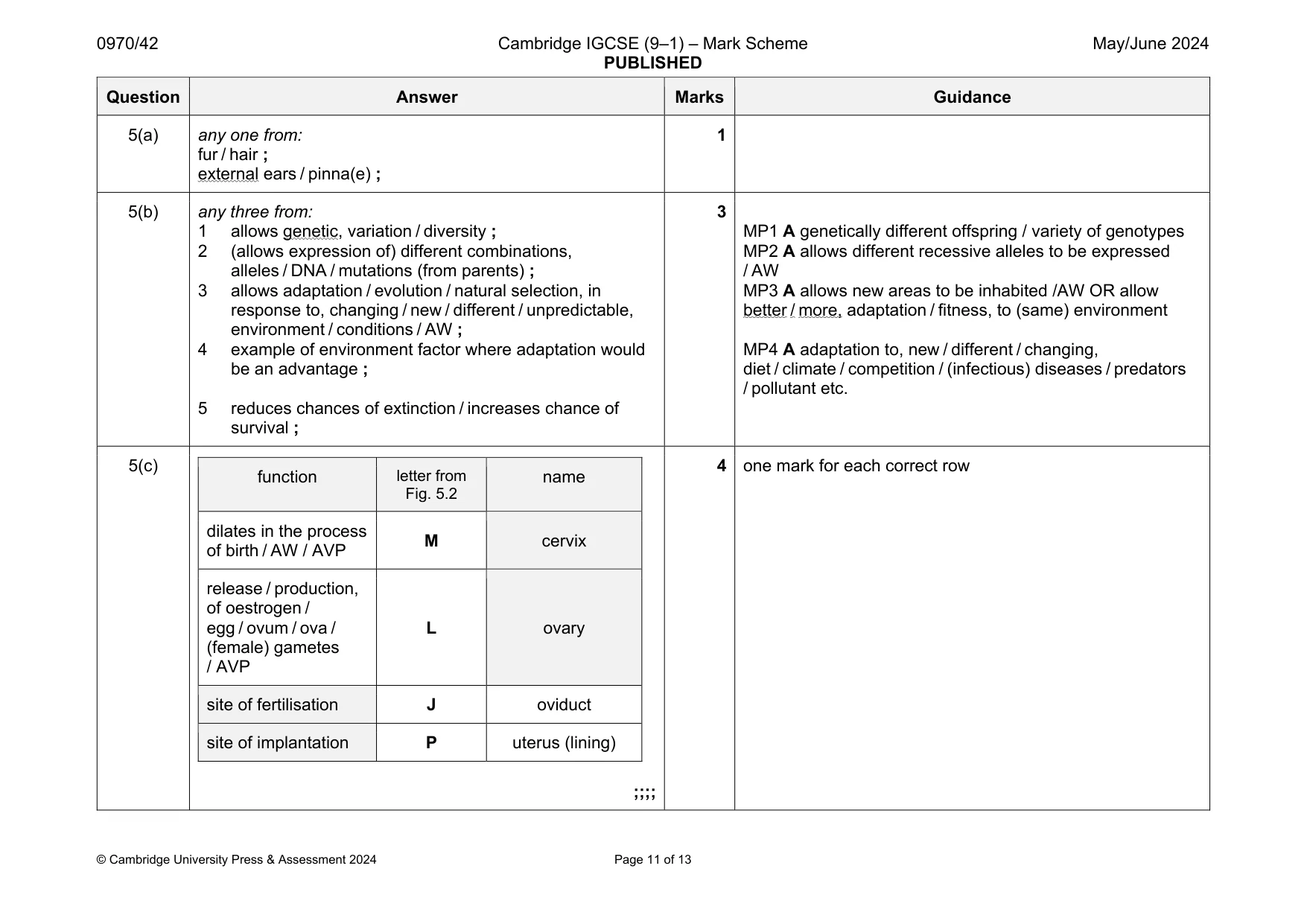 Mark scheme, page 11 of 13