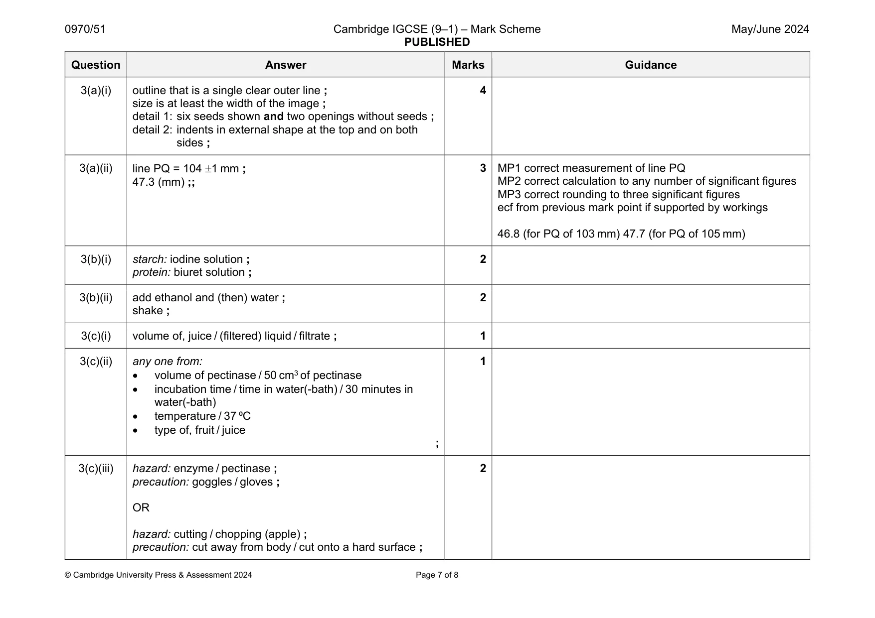 Mark scheme, page 7 of 8