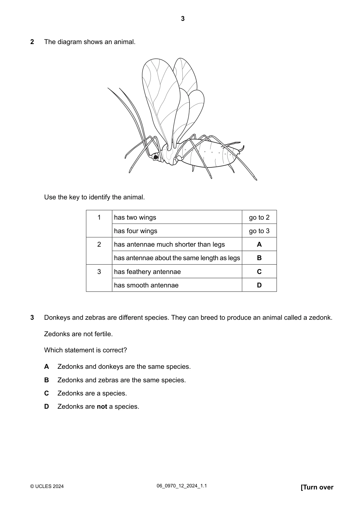 Cambridge IGCSE Biology (9-1) 0970 2024 May/June Paper 1 · Variant 2 question paper, page 3 of 20