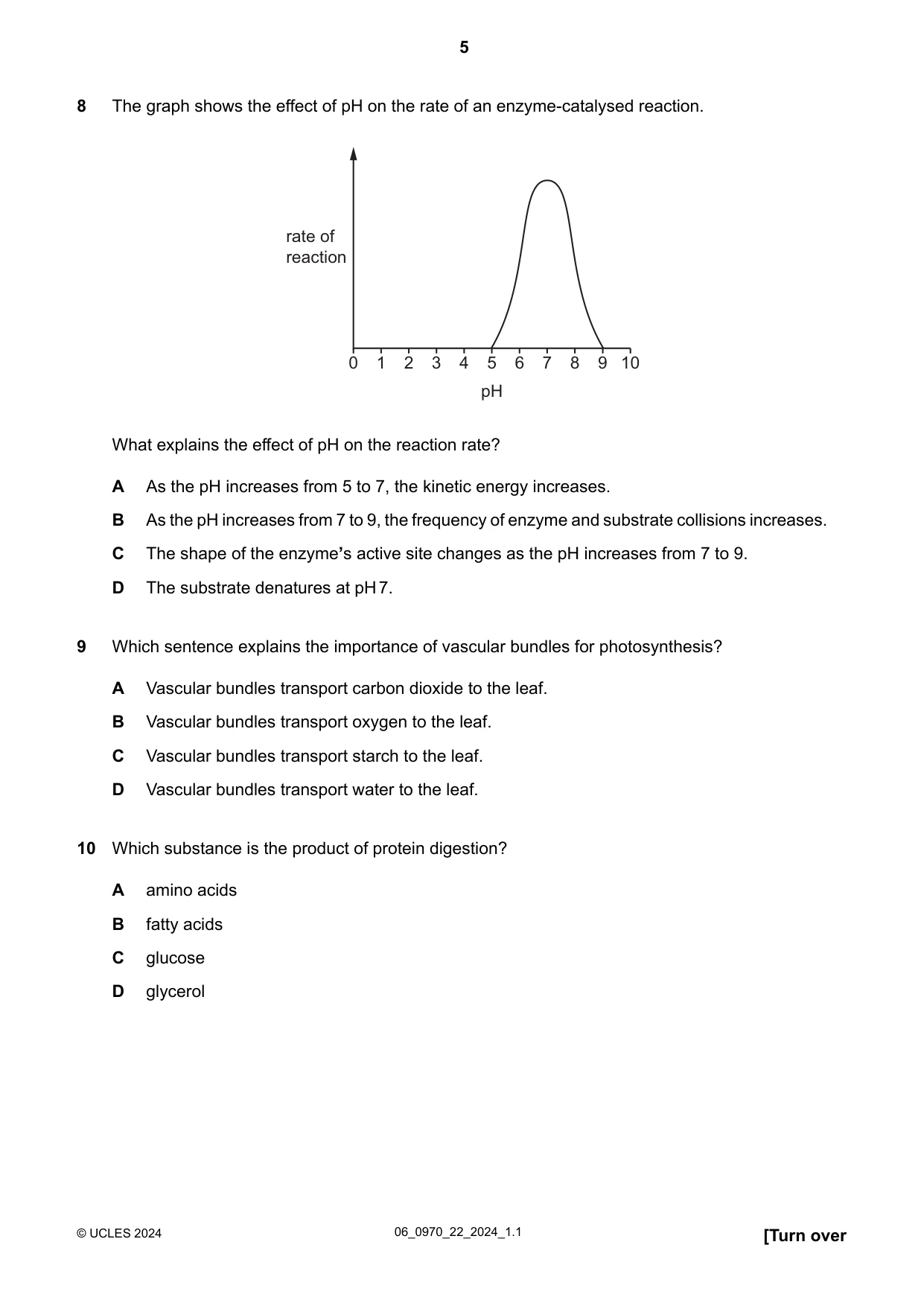 Cambridge IGCSE Biology (9-1) 0970 2024 May/June Paper 2 · Variant 2 question paper, page 5 of 16