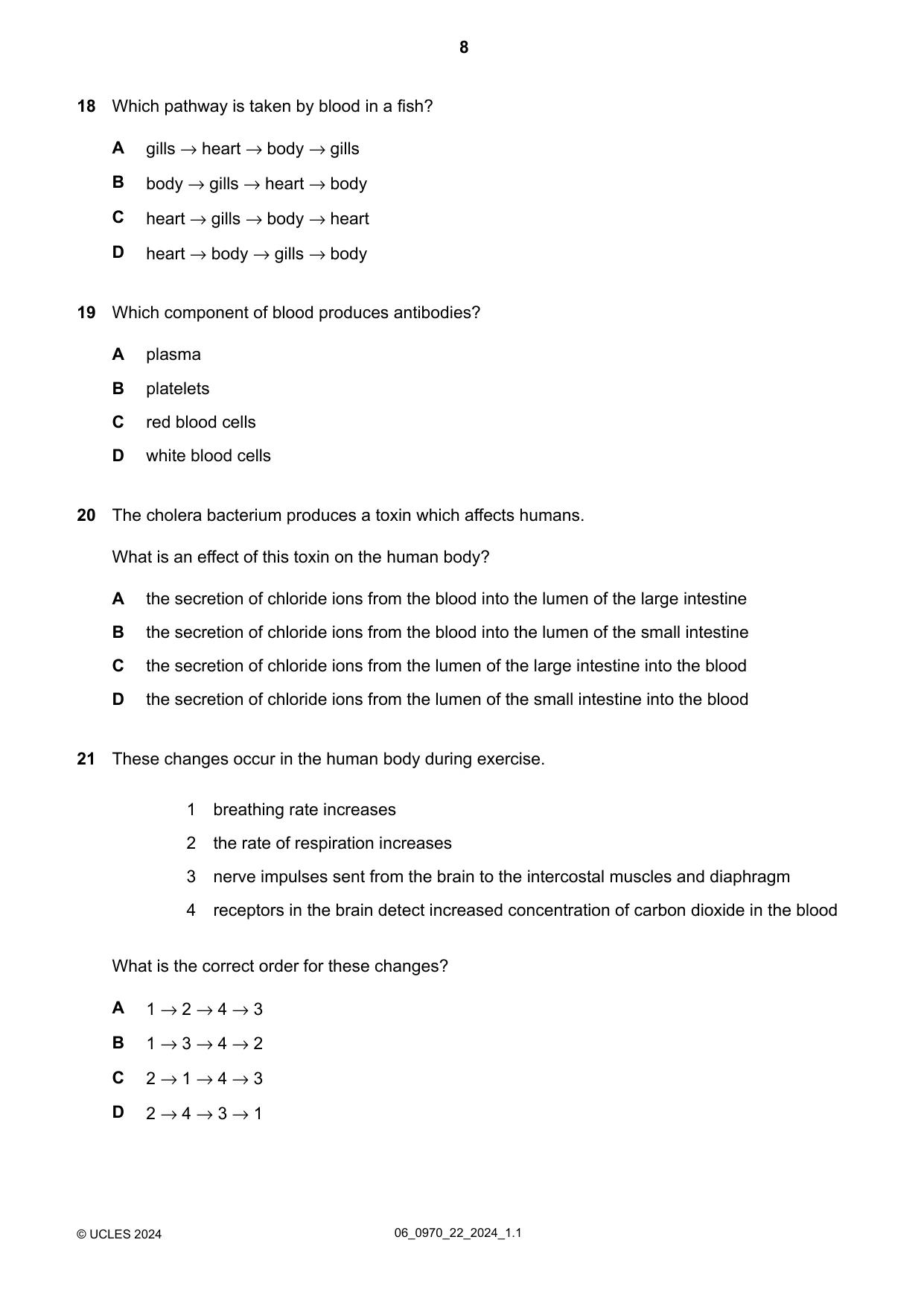 Cambridge IGCSE Biology (9-1) 0970 2024 May/June Paper 2 · Variant 2 question paper, page 8 of 16