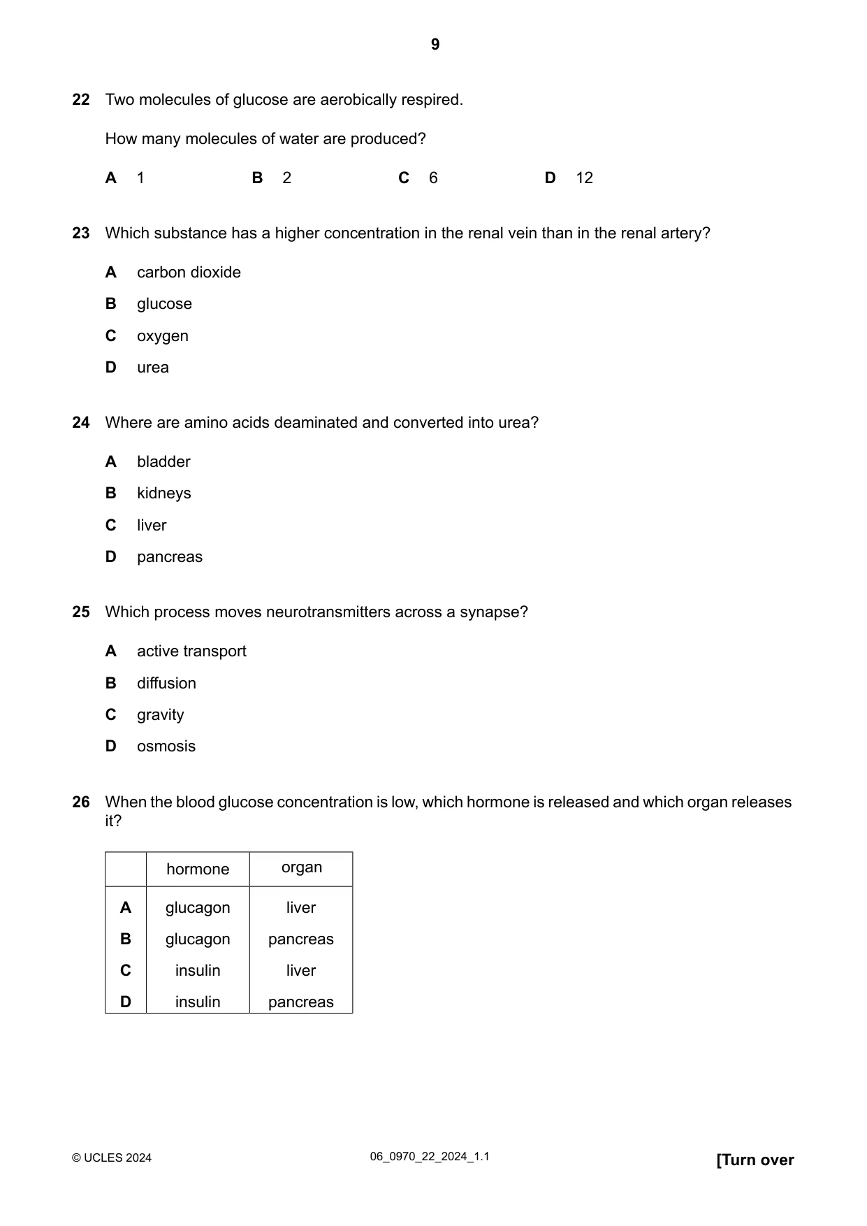 Cambridge IGCSE Biology (9-1) 0970 2024 May/June Paper 2 · Variant 2 question paper, page 9 of 16