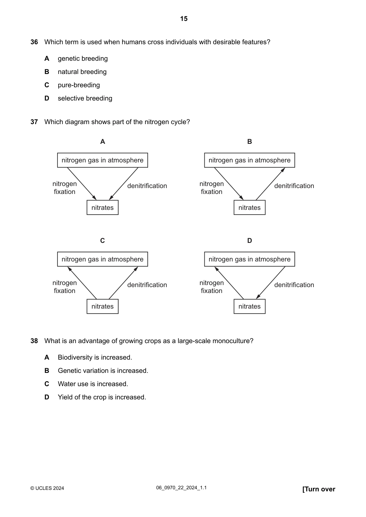 Cambridge IGCSE Biology (9-1) 0970 2024 May/June Paper 2 · Variant 2 question paper, page 15 of 16