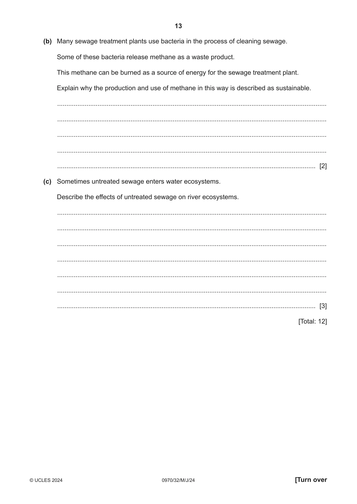 Cambridge IGCSE Biology (9-1) 0970 2024 May/June Paper 3 · Variant 2 question paper, page 13 of 16