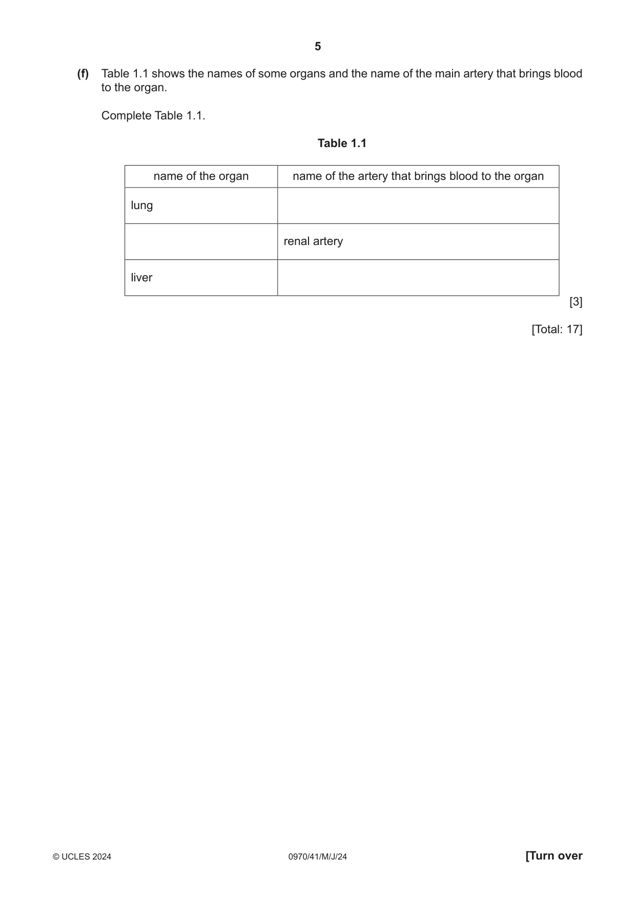 Cambridge IGCSE Biology (9-1) 0970 2024 May/June Paper 4 · Variant 1 question paper, page 5 of 20