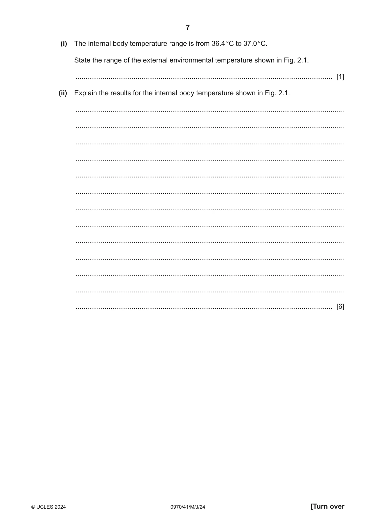 Cambridge IGCSE Biology (9-1) 0970 2024 May/June Paper 4 · Variant 1 question paper, page 7 of 20